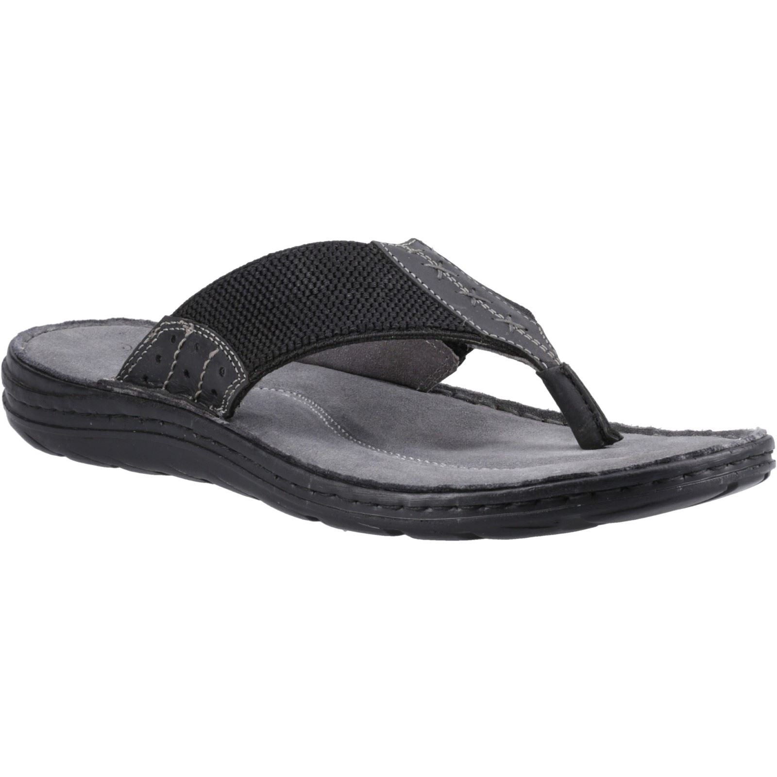Hush Puppies Alan Toepost Herren Flip-Flops Aus Schwarzem Leder