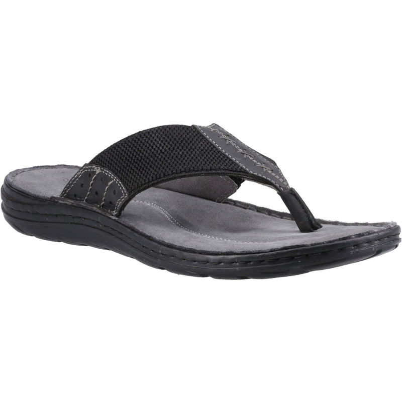 Hush Puppies Alan Toepost Herren Flip-Flops Aus Schwarzem Leder