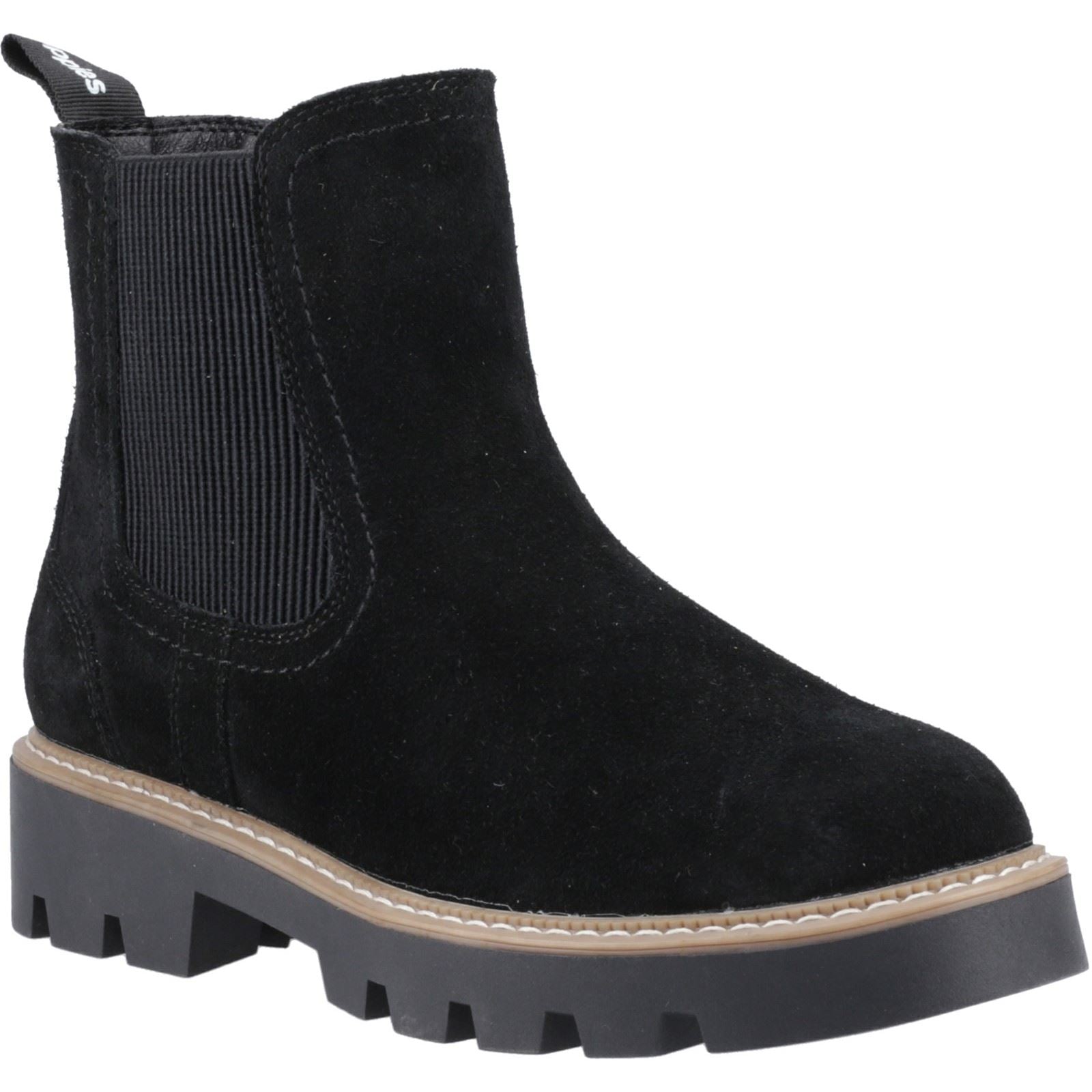 Hush Puppies Aofie Damen Chelsea Stiefeletten aus schwarzem Wildleder
