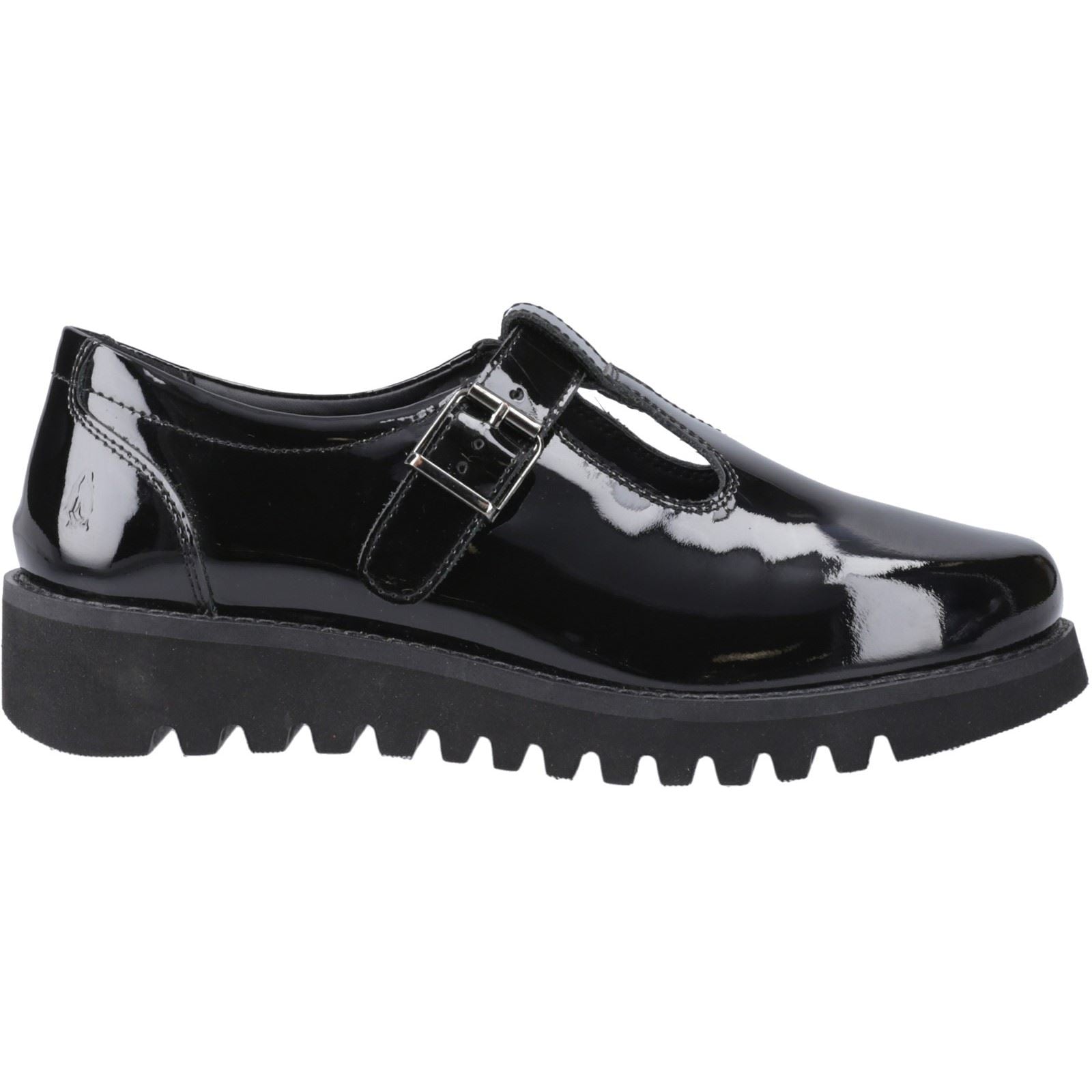 Hush Puppies Florrie T-Bar Mädchenschuhe Aus Schwarzem Leder