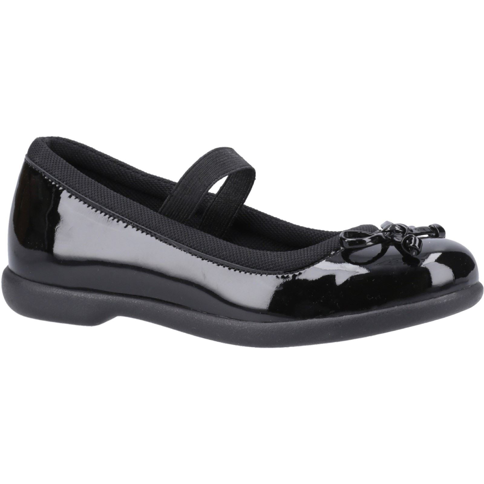Hush Puppies Betty Patent Junior Mädchenschuhe Aus Schwarzem Leder