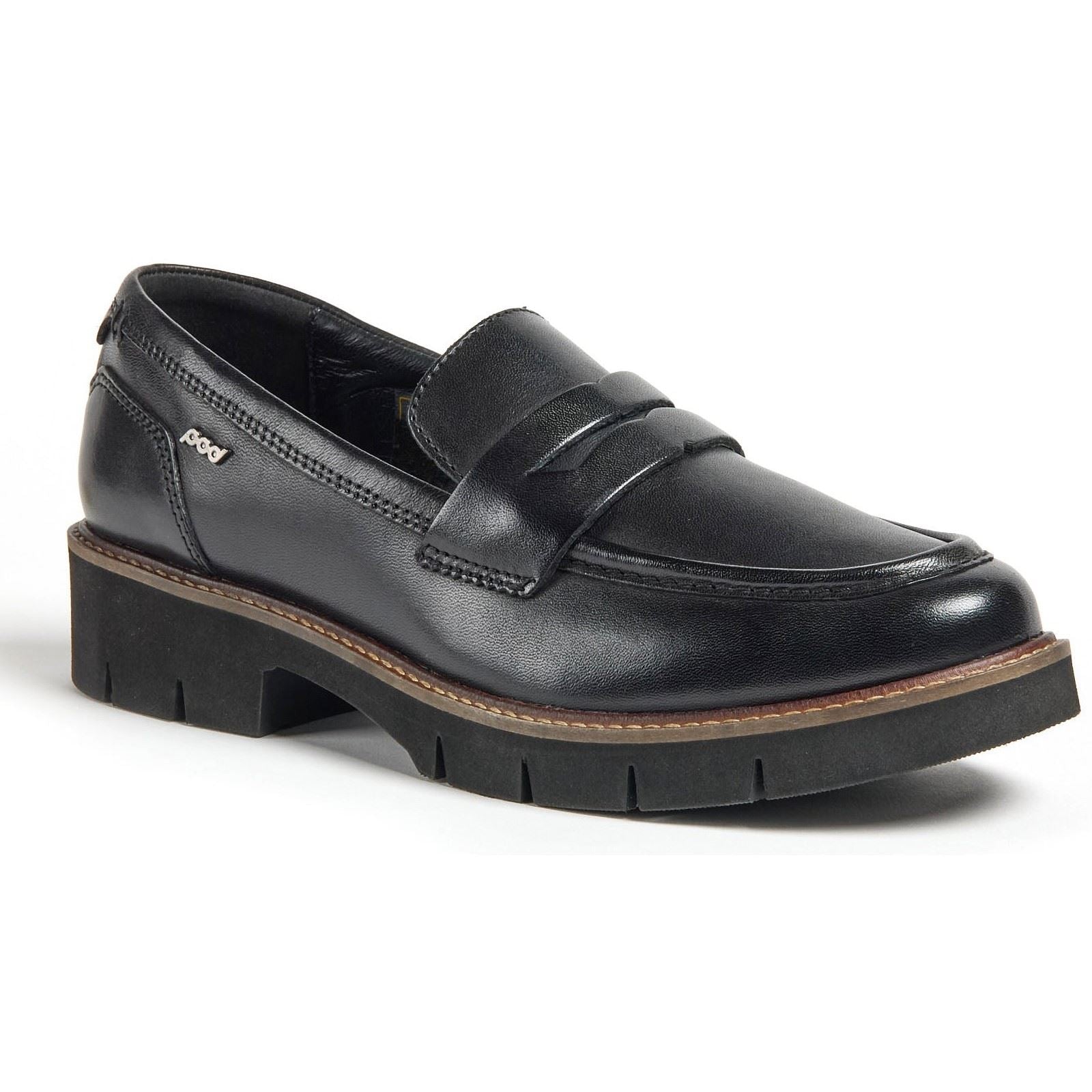 Pod Kaltin Damen Schwarze Farbe Lederloafer