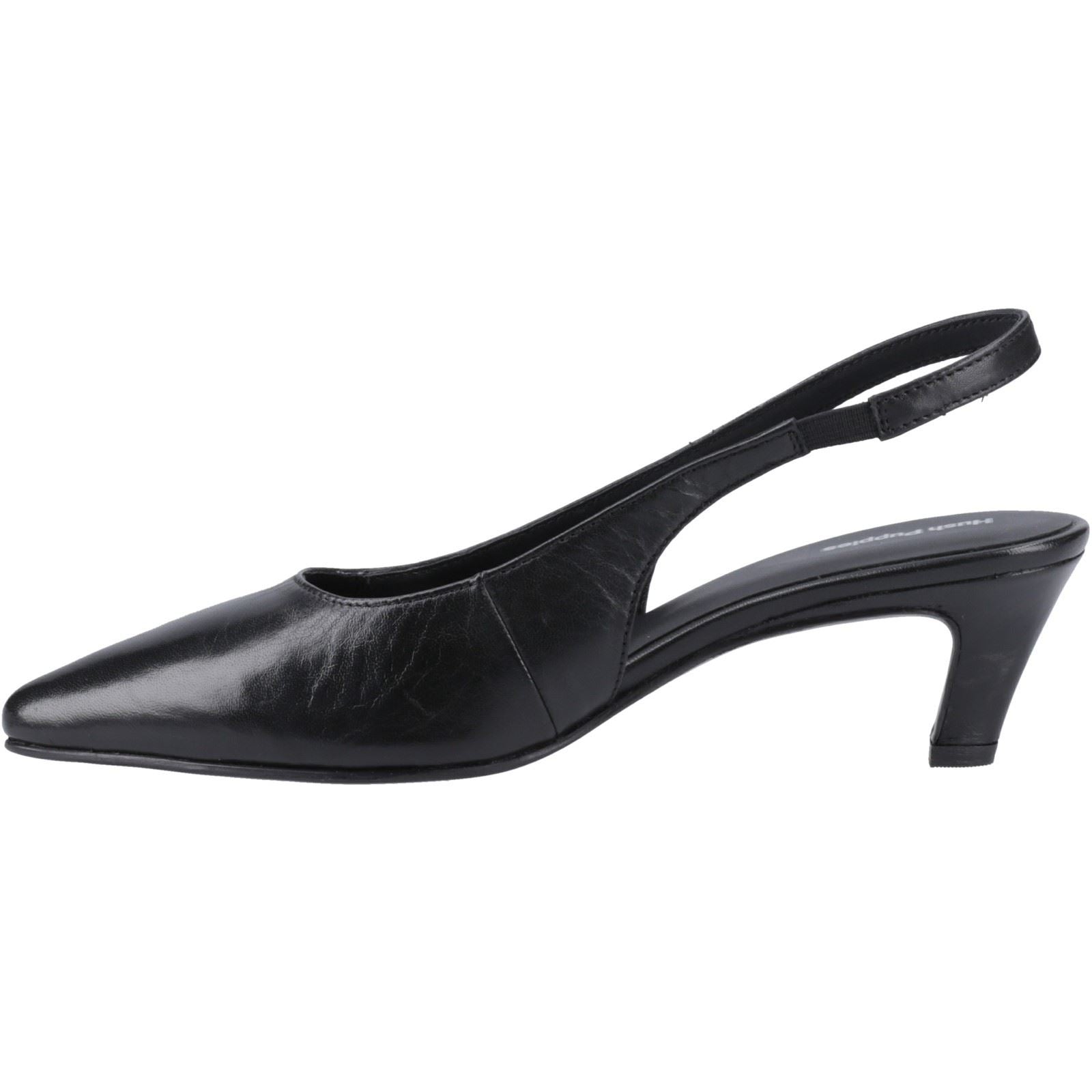 Hush Puppies Nahla Damen schwarze spitz zulaufende Slingback Schuhe aus Leder