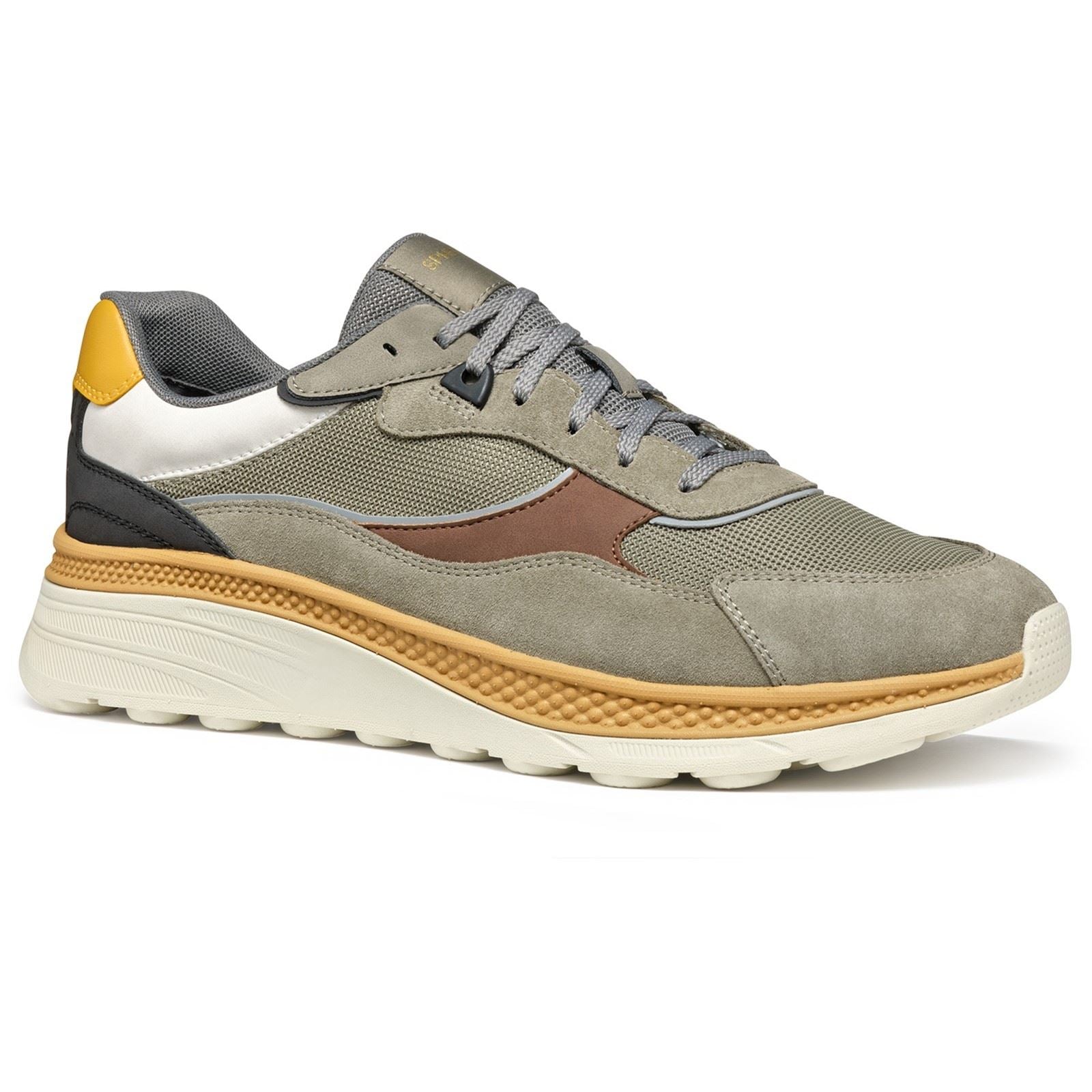 Geox U SPHERICA ACTIF X1 Polyester Mischgewebe Herren Sneaker In Salbei/Braun