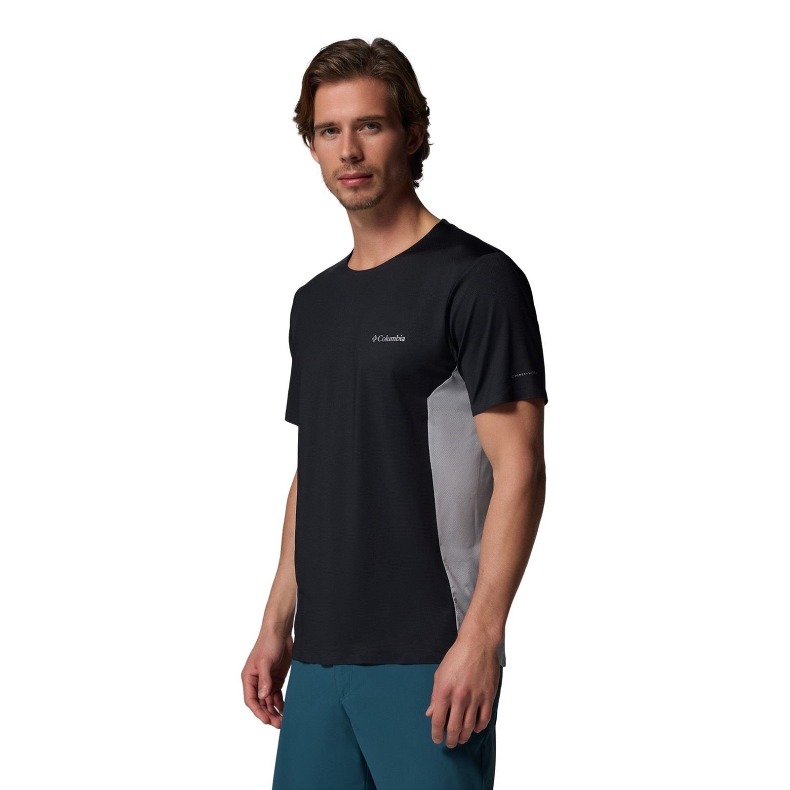 Columbia Three Pitch SS Crew Polyester Herren Schwarze Farbe Sport-T-Shirts