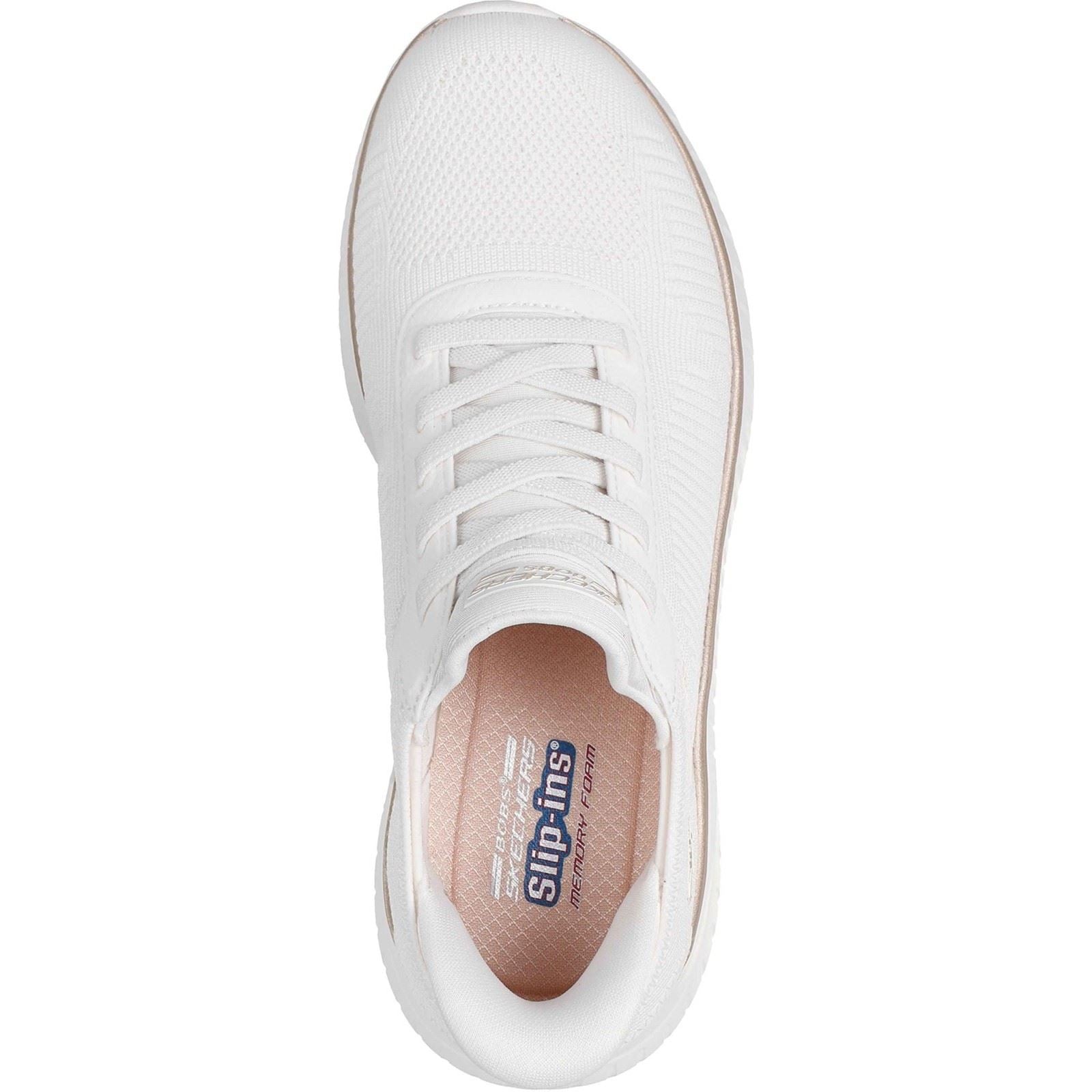 Skechers BOBS Sport Squad Chaos Textil Damen Sneakers In Weiß/Gold