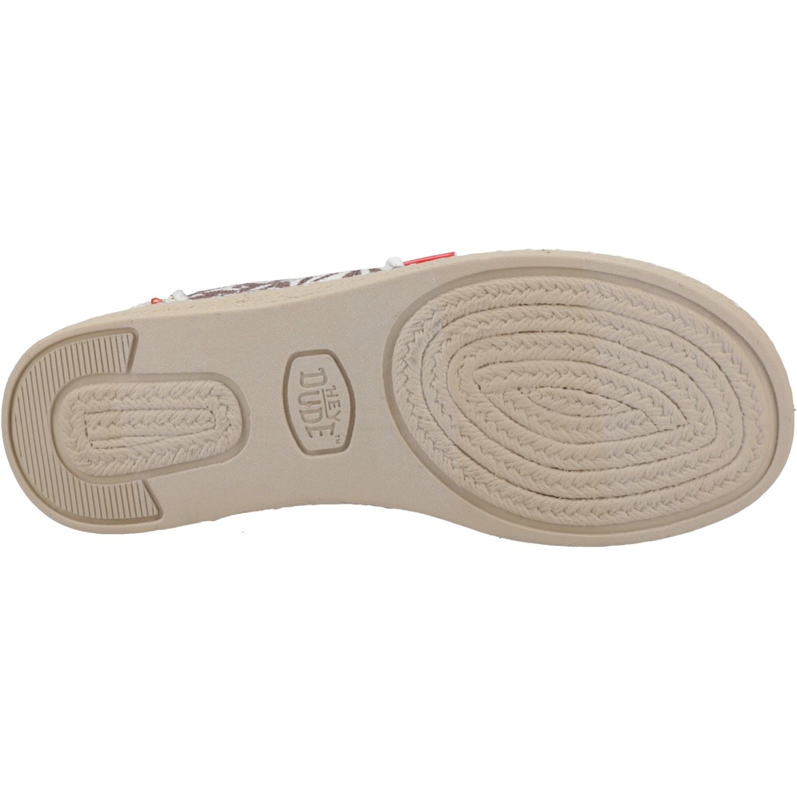 HEYDUDE Wendy Espadrille Retro Palm Damen-Espadrilles Aus Baumwollmischung In Braun/Elfenbein Stadtmotiv