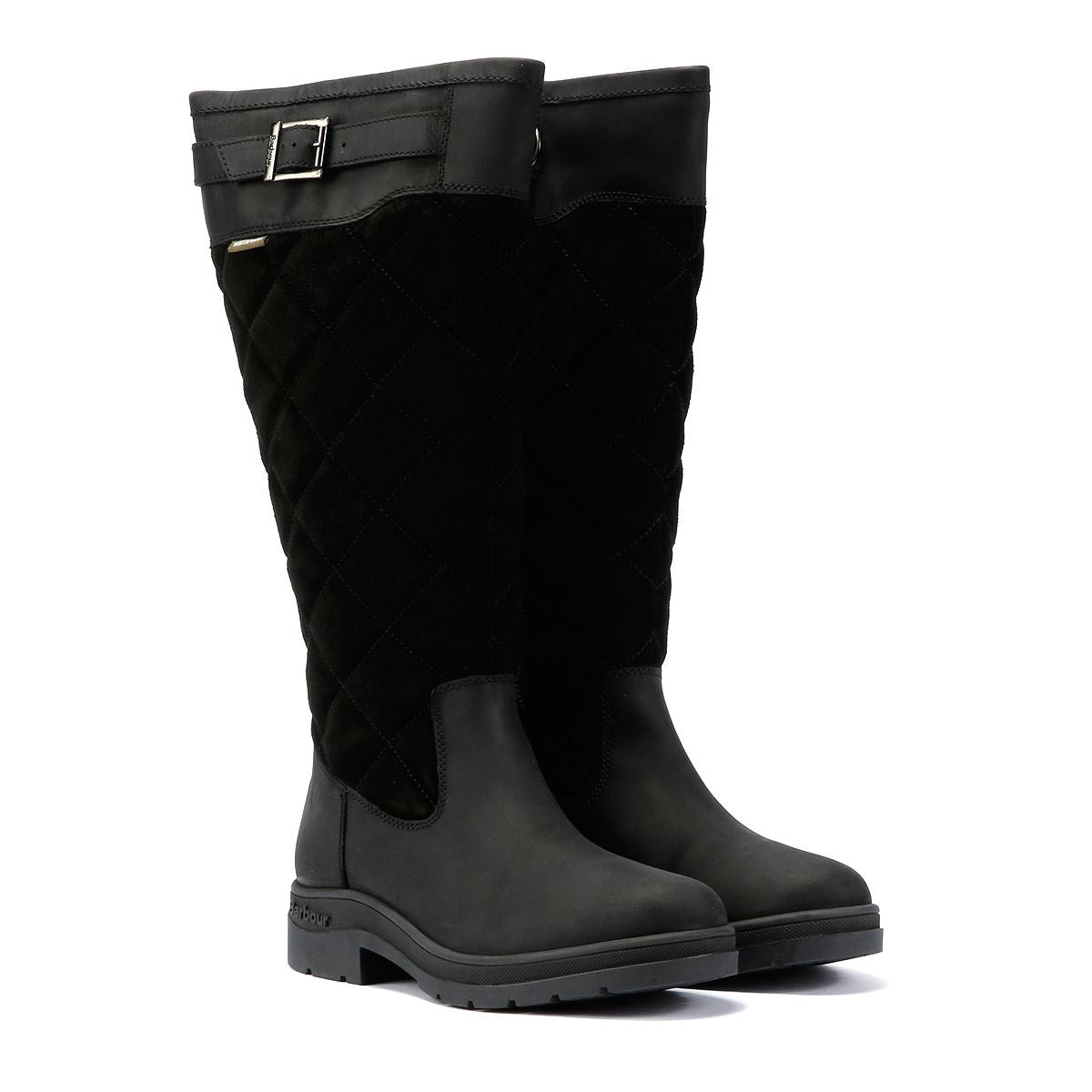 Barbour Oak Tall Damenstiefel Aus Schwarzem Wildleder