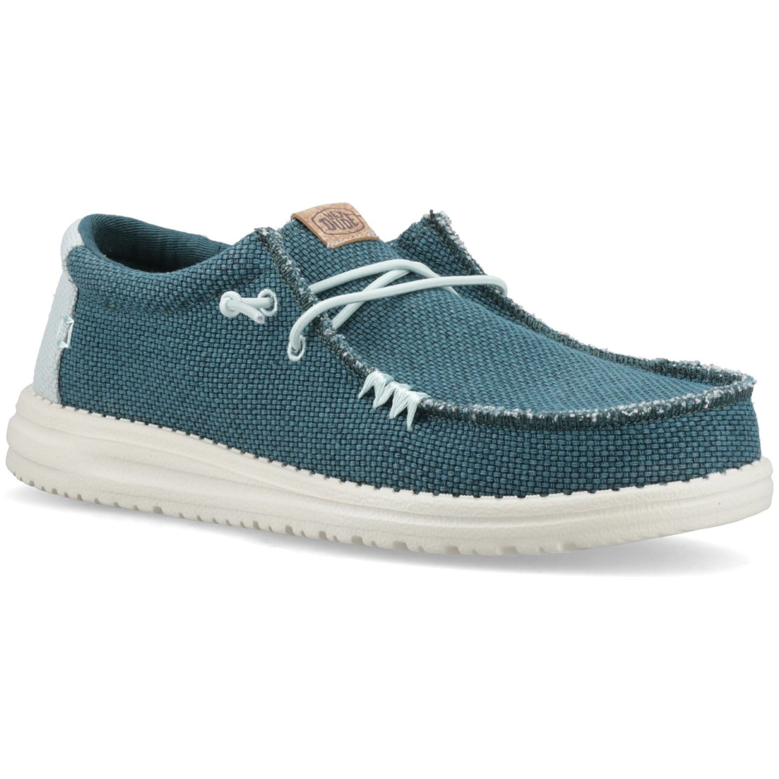 HEYDUDE Wally Braided Polyester Herren Mokassin Schuhe In Tiefgrün/Hafen Grau