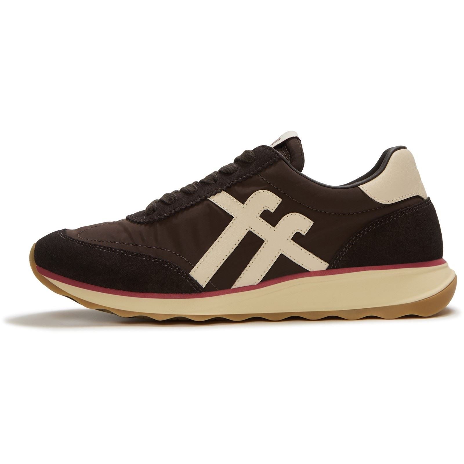 Fitflop Retro-Q FF Nylon Damen Sneakers In Schokoladenbraun/Paris Beige