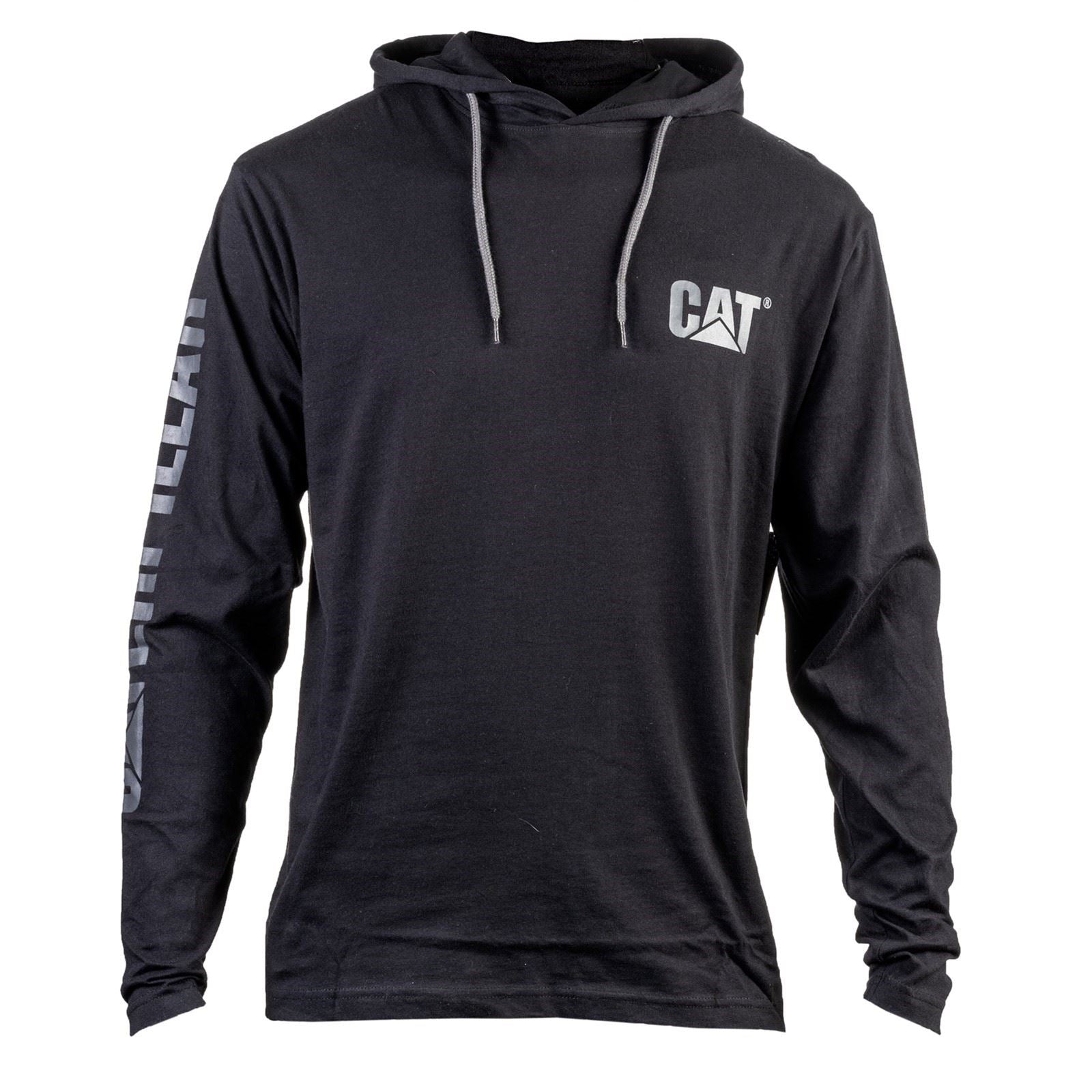 Caterpillar Hooded Long Sleeve Baumwoll Herren Schwarzes T-Shirt