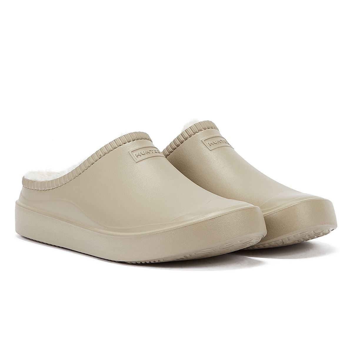 Hunter Bloom Gefütterte Mule Alloy Weiße Clogs