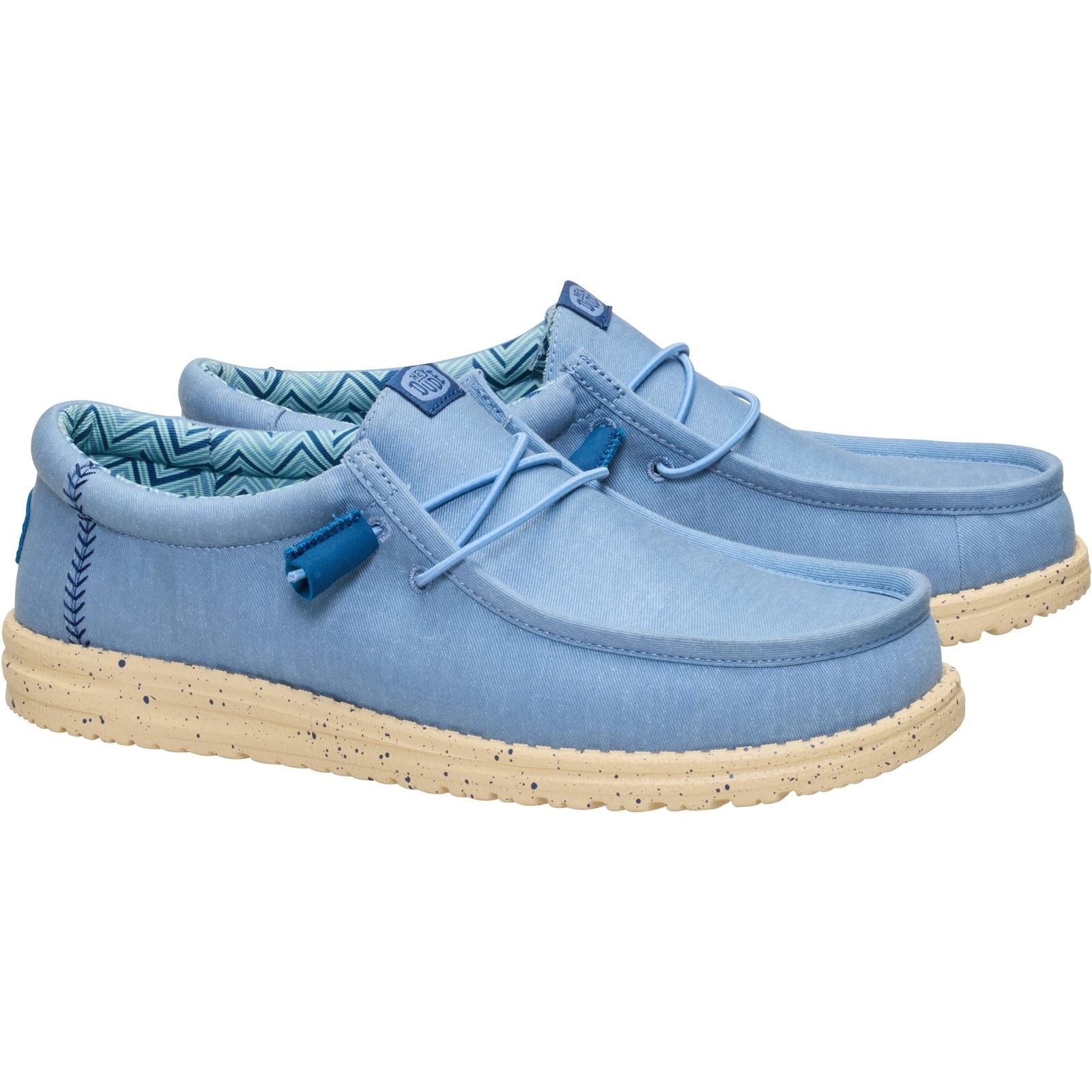 HEYDUDE Wally Stretch Canvas Textil Herren Ausgebleichte Denim/Boulder Freizeitschuhe