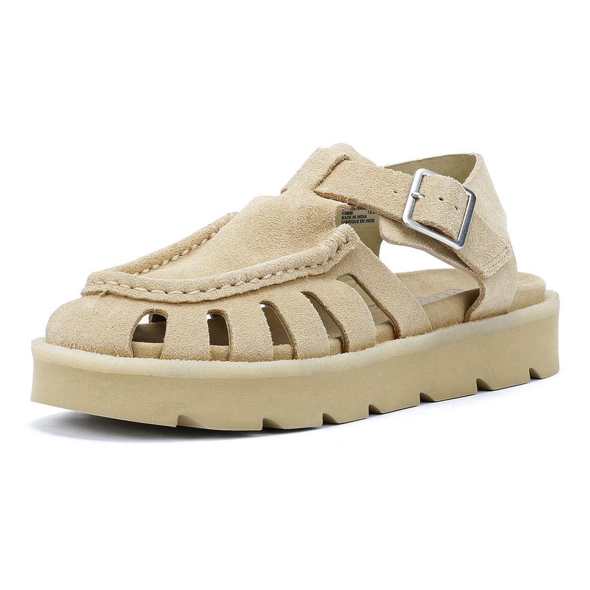 Clarks Originals Meadow Buckle Damen Sandalen Aus Veloursleder In Beige