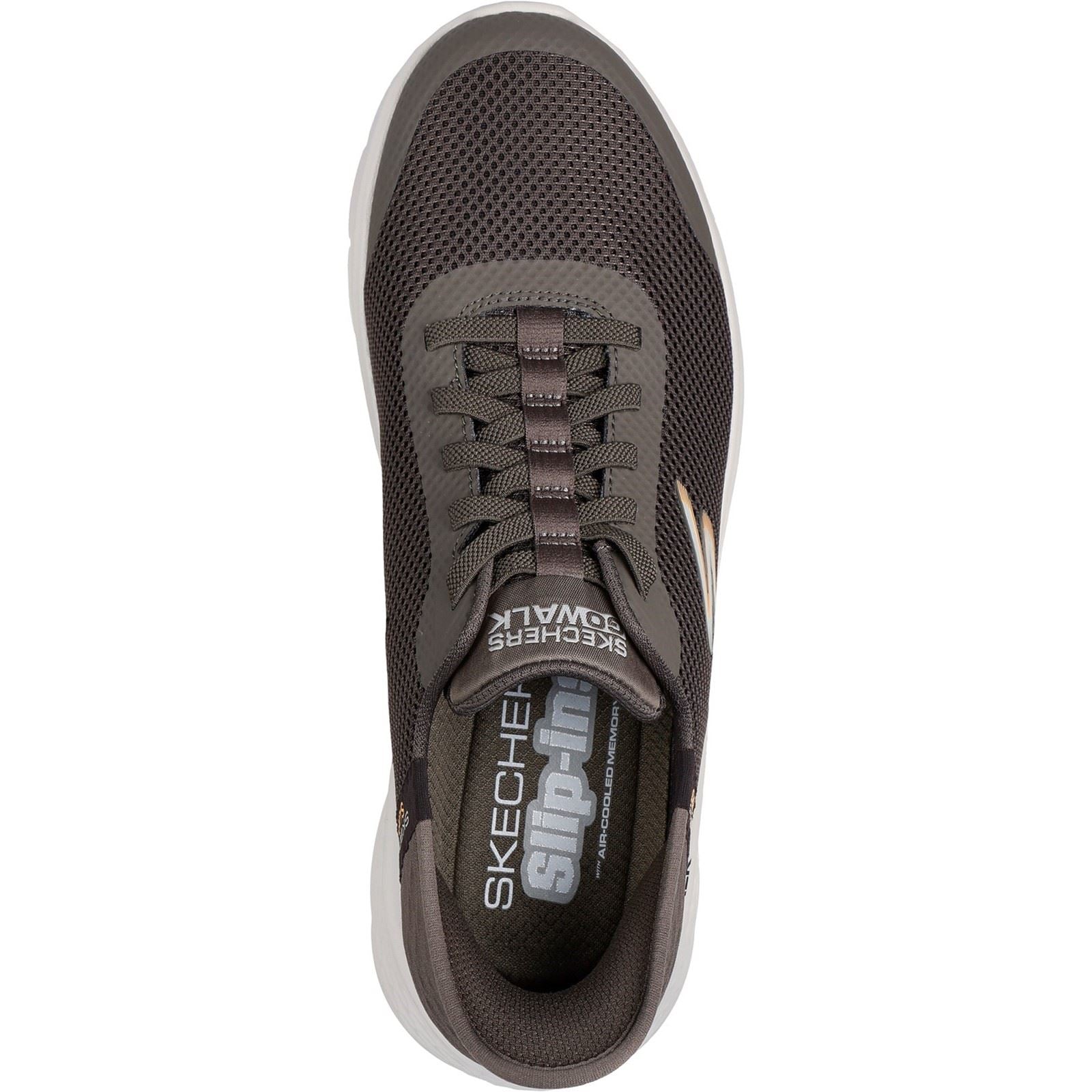 Skechers GO WALK Flex Hands Up Textile Herren Braune Sneakers
