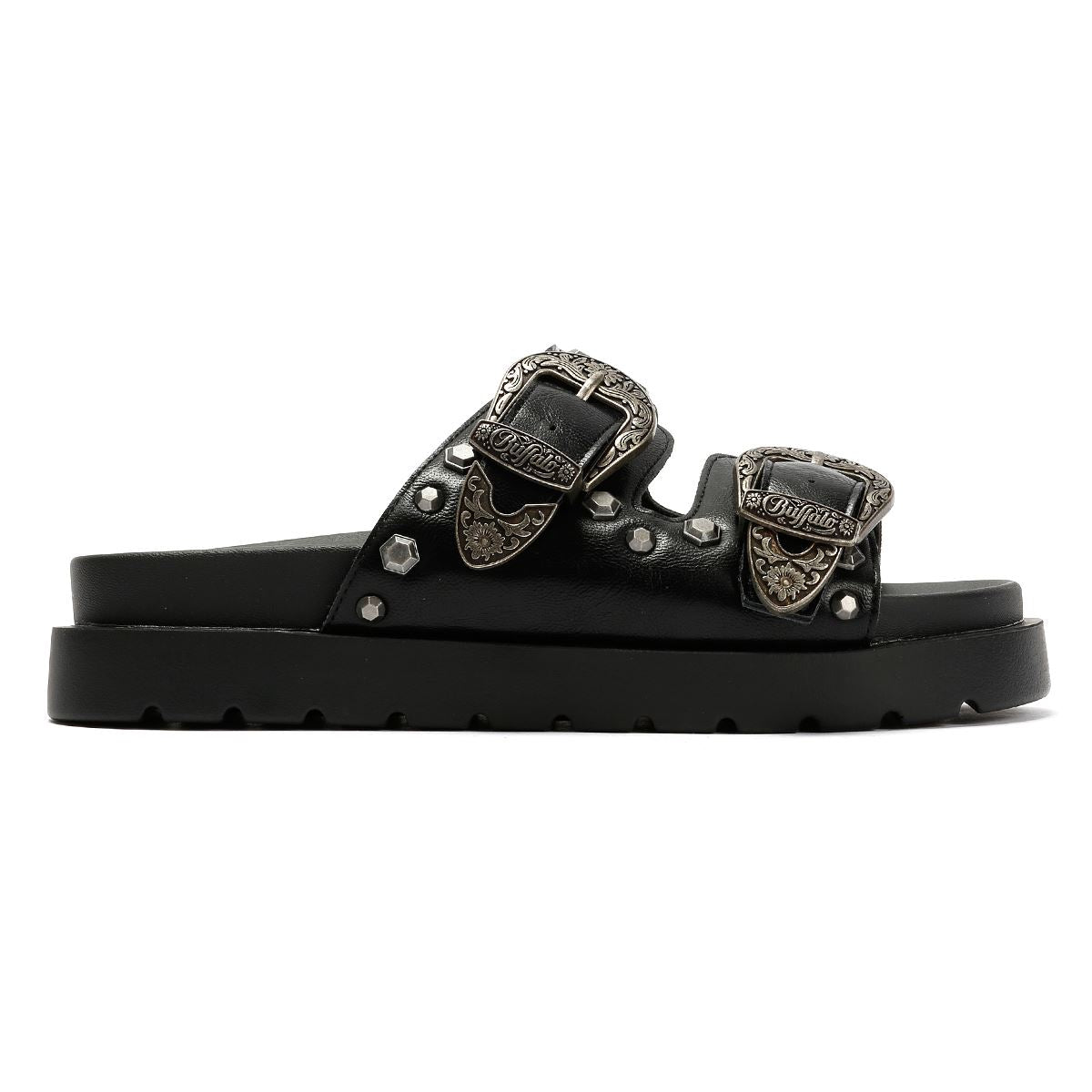 Buffalo Raya Ari West Leder Damen Schwarze Sandalen