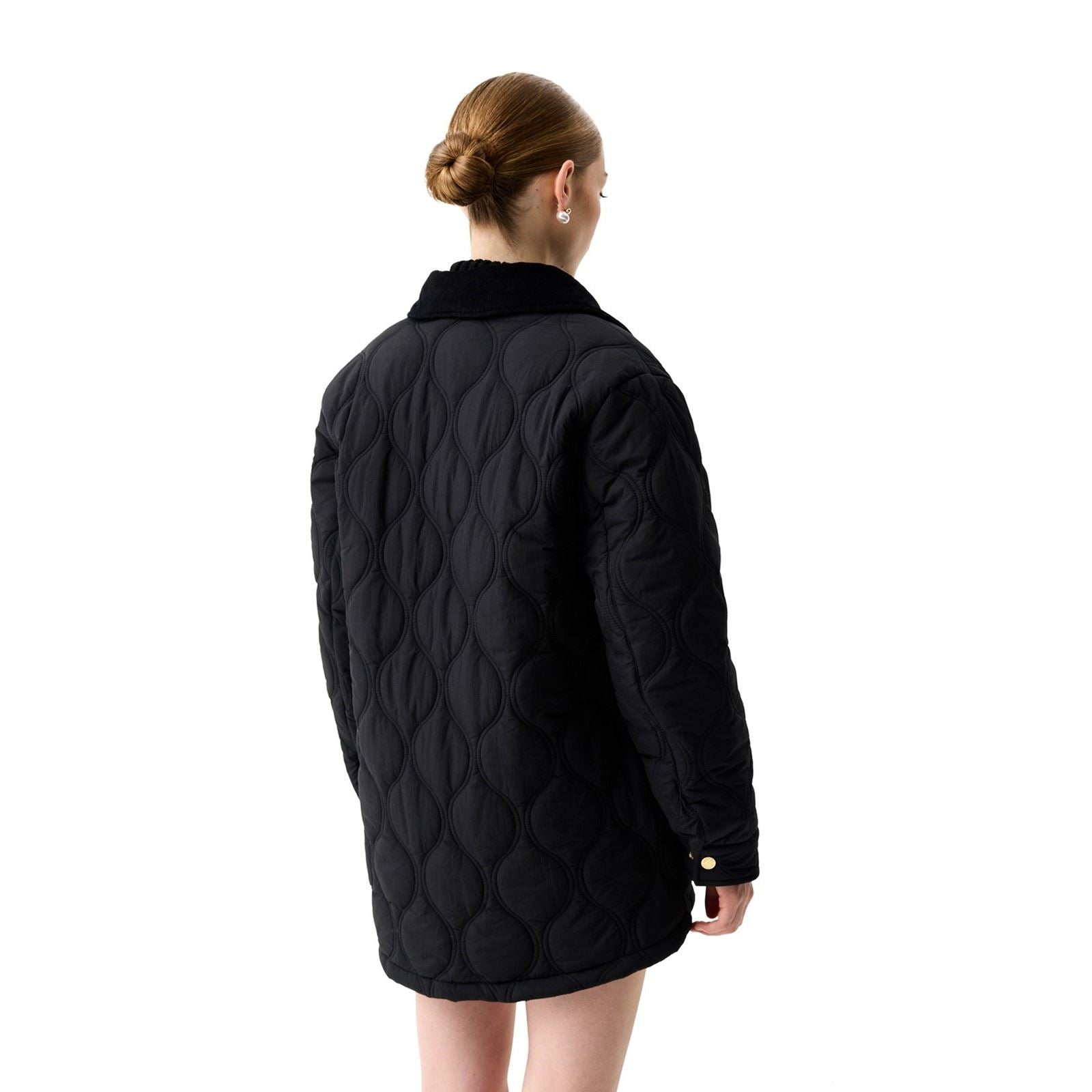 Hunter Witton Quilted Shacket Damen Schwarze Gesteppte Jacken