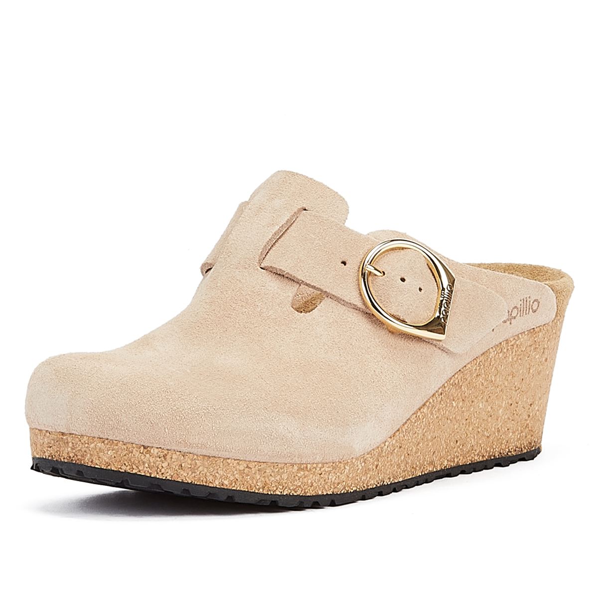 Birkenstock Fanny Ring-Schnallen Wildleder-Warm-Sand Damen-Beige-Wedges