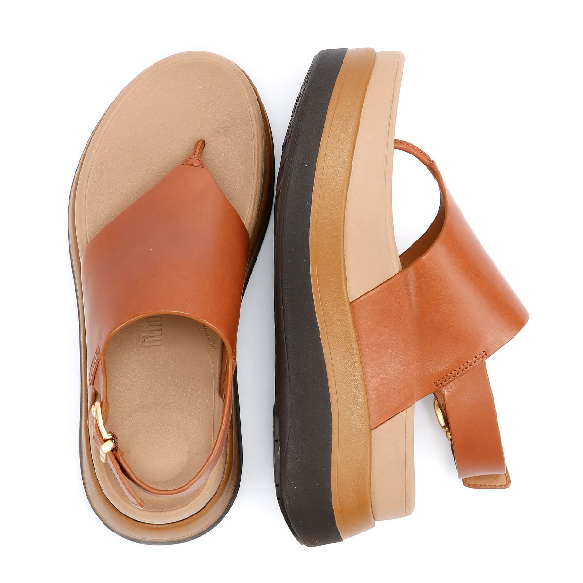 FitFlop F-Mode Damen Sandalen Aus Braunem Leder