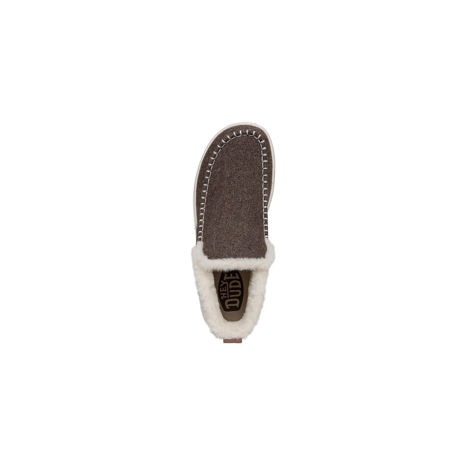 HEYDUDE Denny Wool Faux Shearling Damen-Walnussstiefel