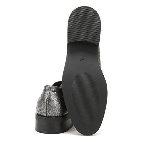 Tower Footwear Pulverized Damen-Silberlederslipper