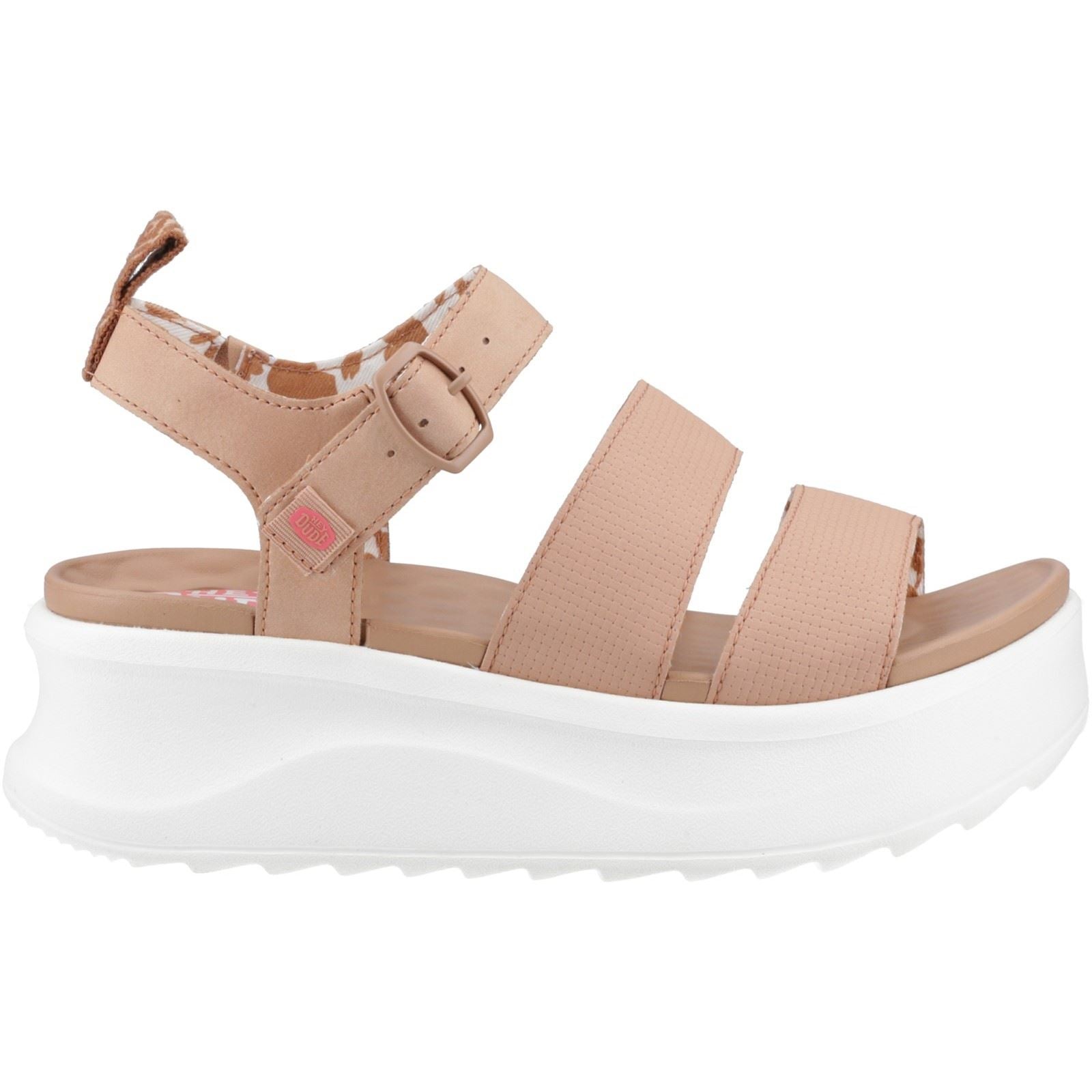 HEYDUDE Delray Buckle Classic Damen Sandalen In Tan Aus Polyester