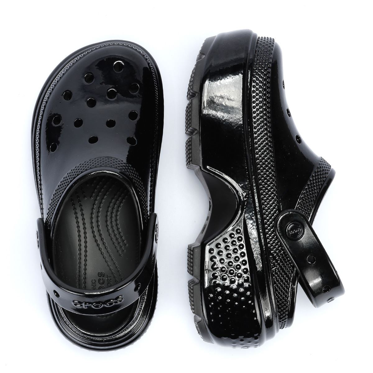 Crocs Stomp High Shine Schwarze Clogs