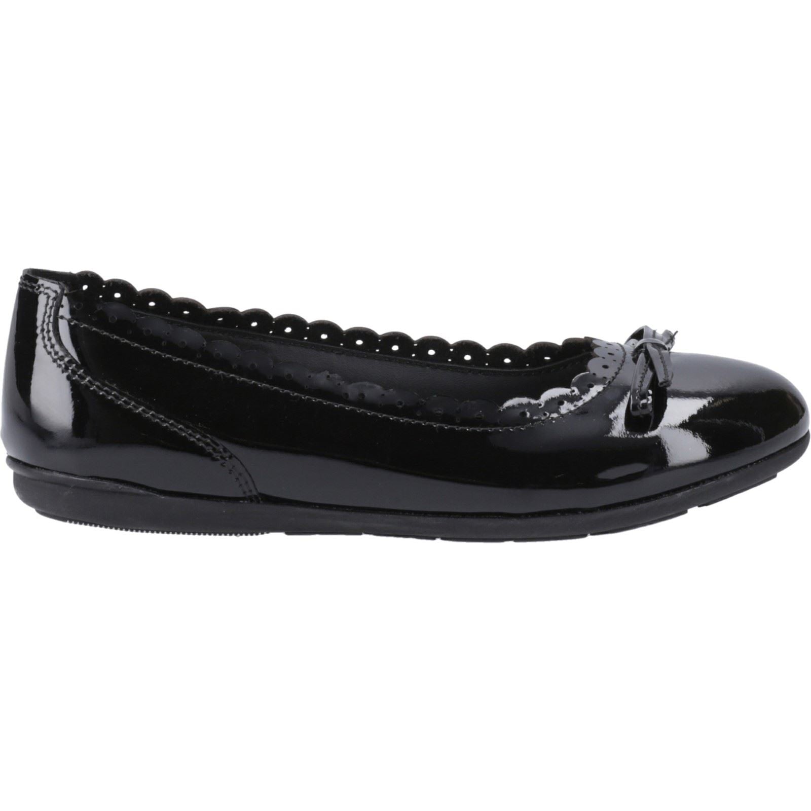 Hush Puppies Lillie Ballerina Patent Mädchenschwarze Ballettschuhe Aus Leder