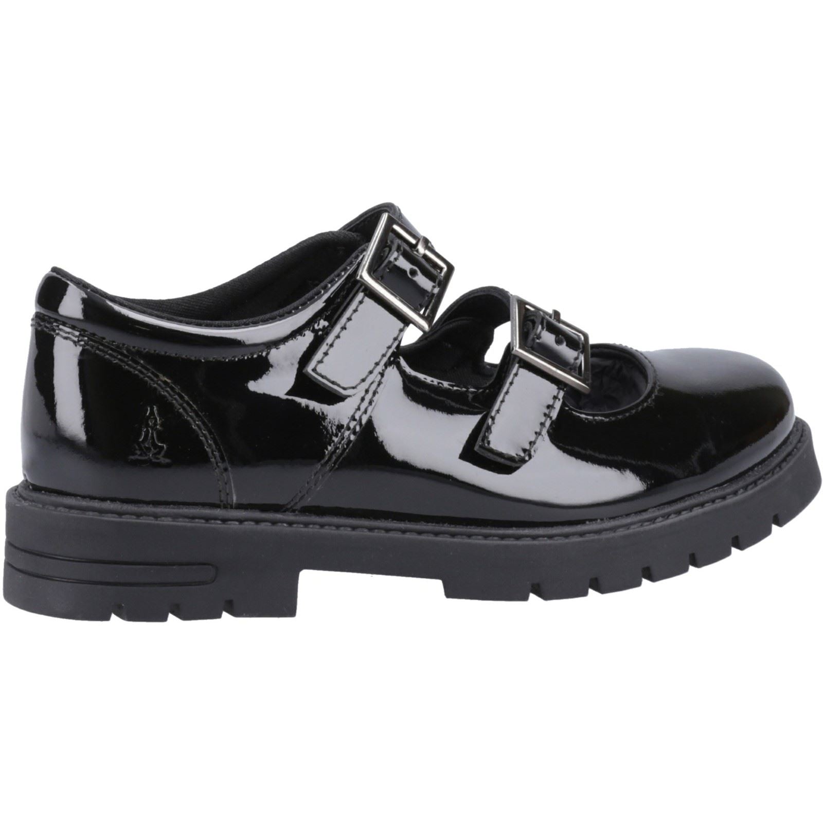Hush Puppies Ella Patent Senior Mädchenschuhe Aus Schwarzem Leder