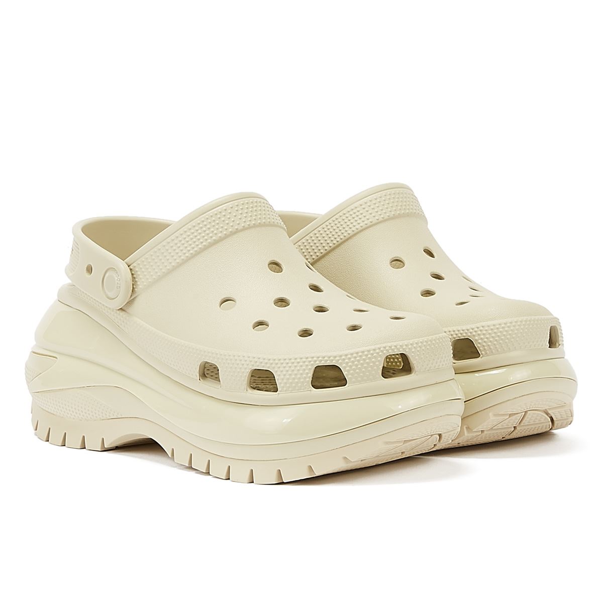 Crocs Klassische Mega Crush Clog Bone Damen Sandalen In Beige