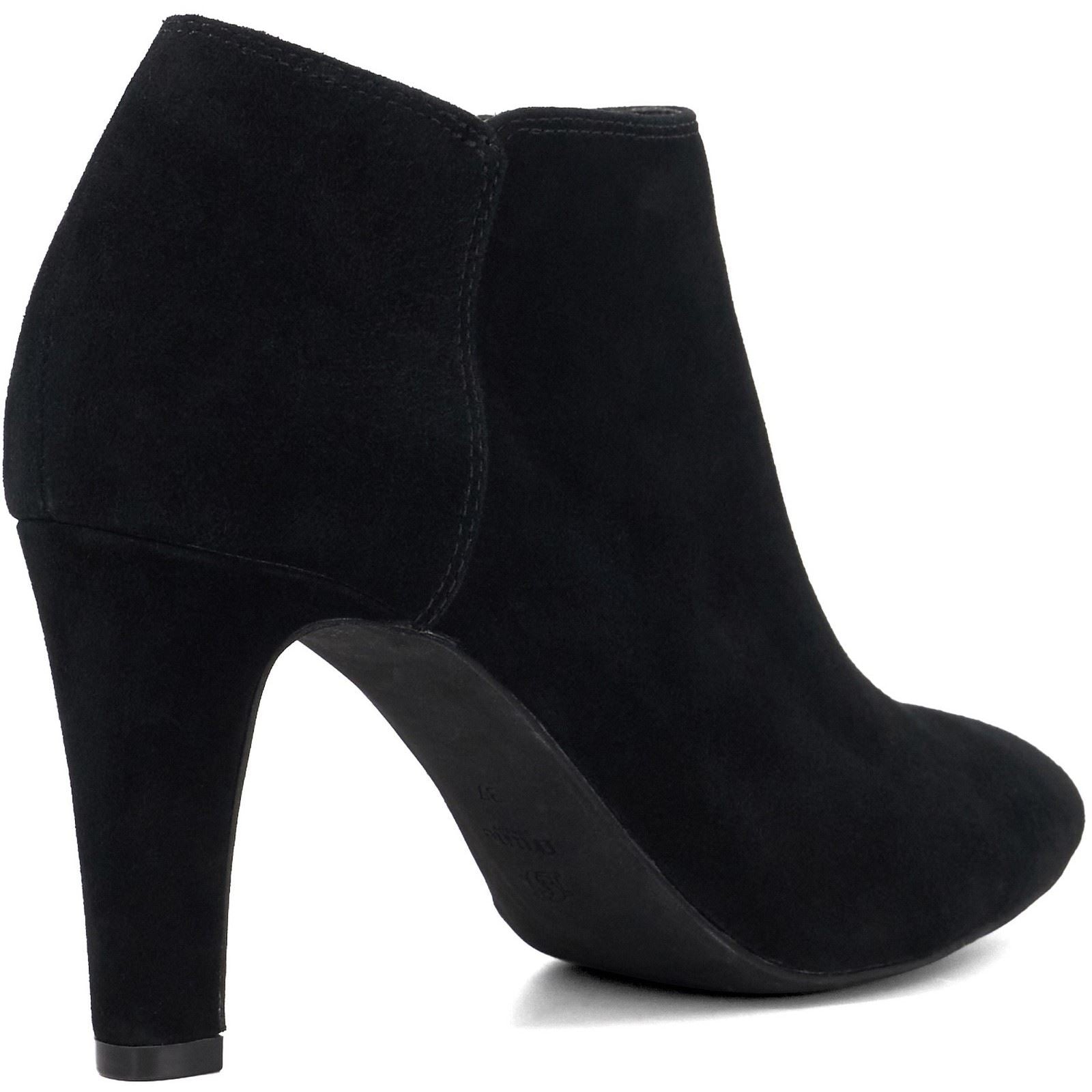 Dune Omarah Wide Fit Wildleder Damen Schwarze Absatz Stiefeletten