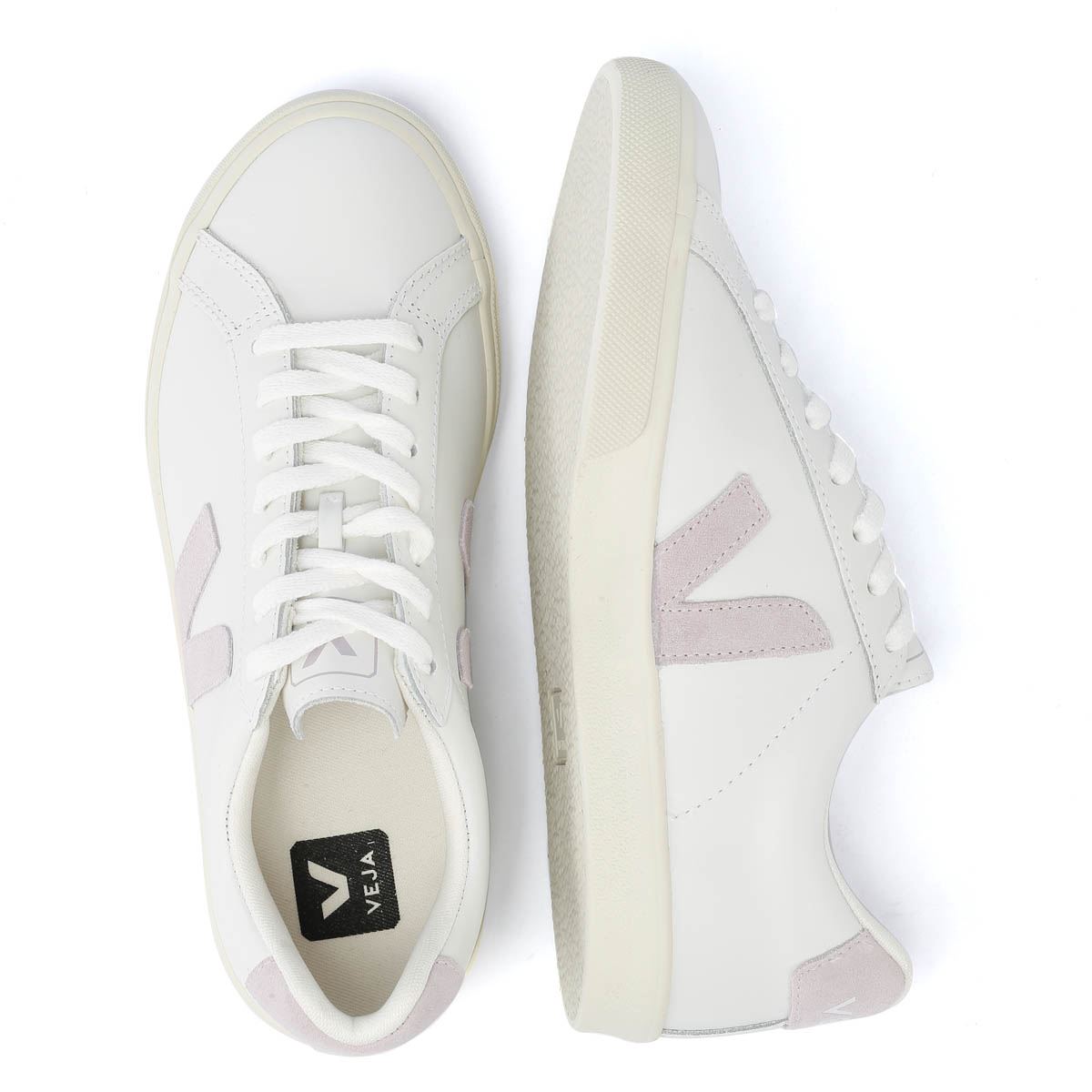 Veja Esplar Leder-Damensneakers In Weiß/Flieder