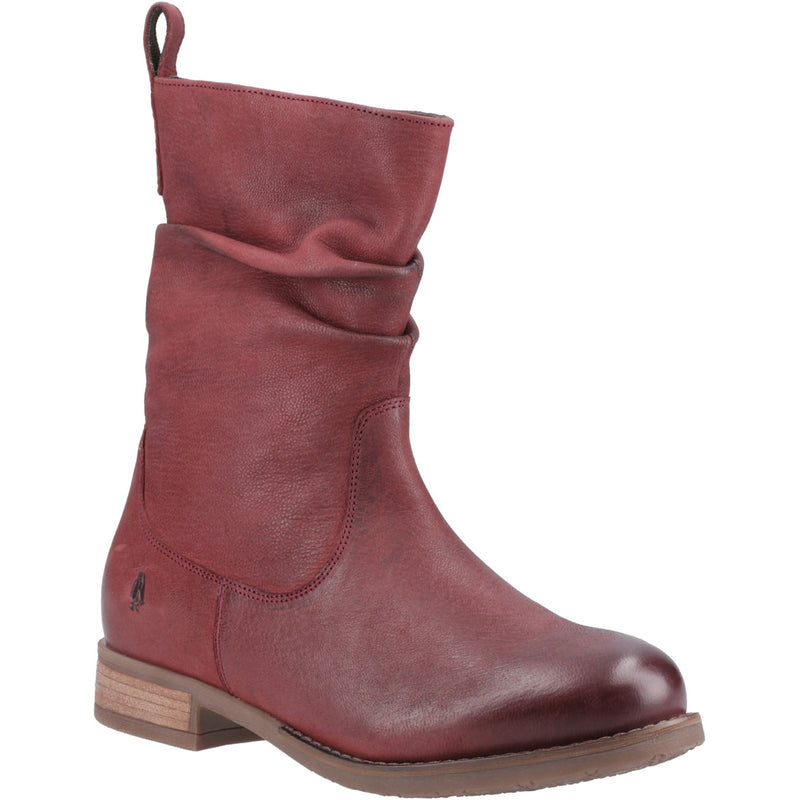 Hush Puppies Emilia Damen Stiefel aus burgunderrotem Leder Mitte der Wade für den Winter