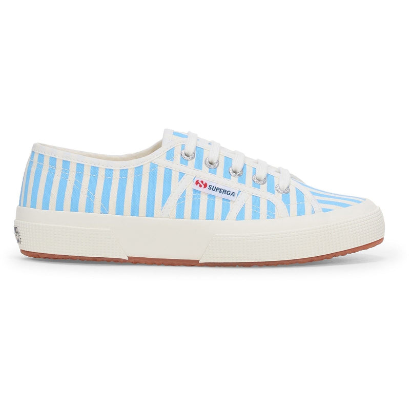 Superga 2750 Stripes Print Baumwoll Damensneaker In Off White/Azure