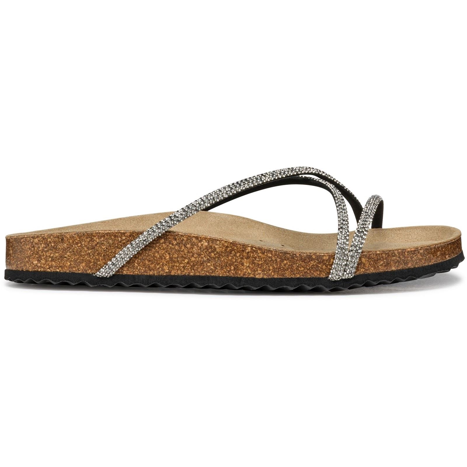 Geox D BRIONIA R Synthetik Damen Sandalen In Schwarz/Silber