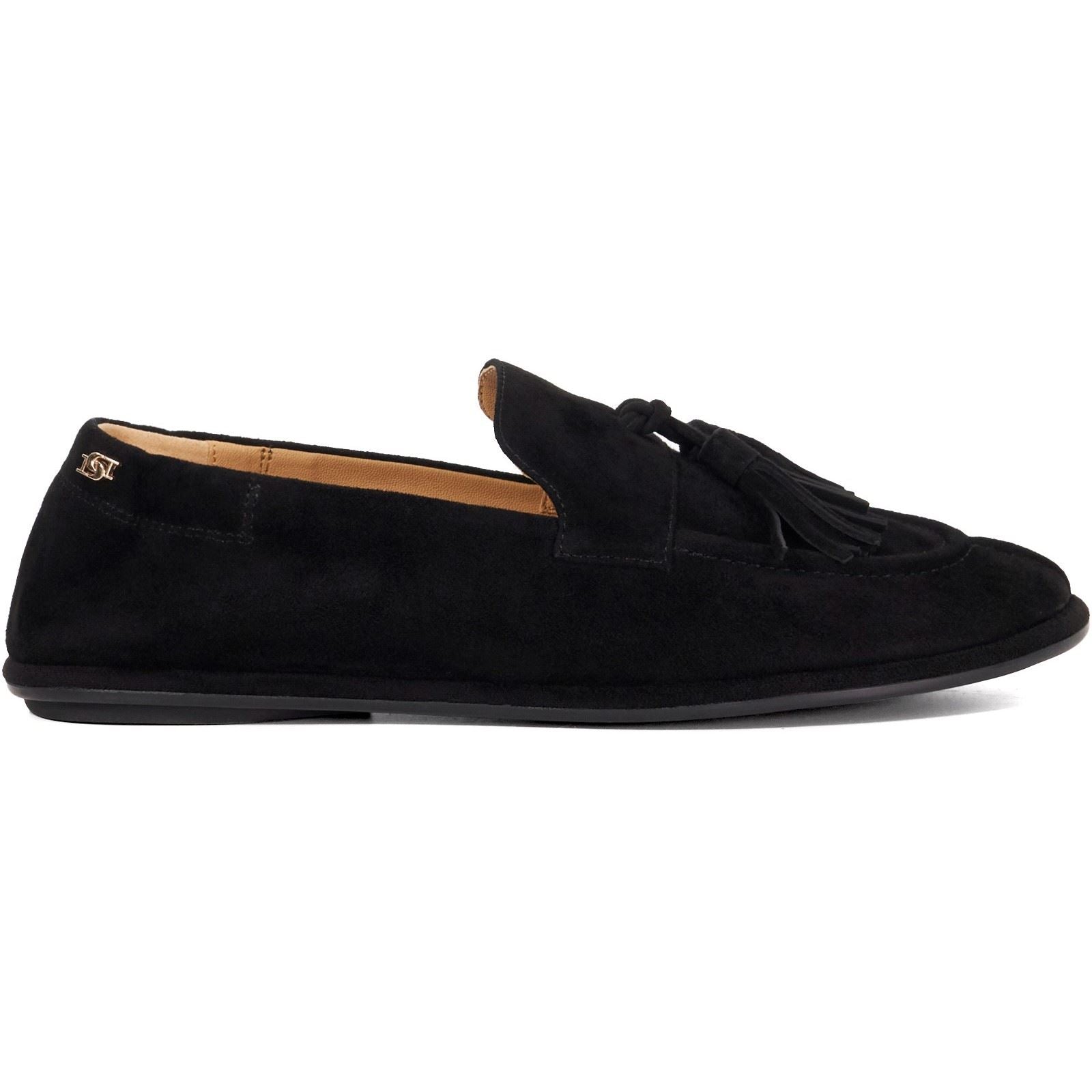 Dune Grounding Wildleder Frauen Schwarze Slipper