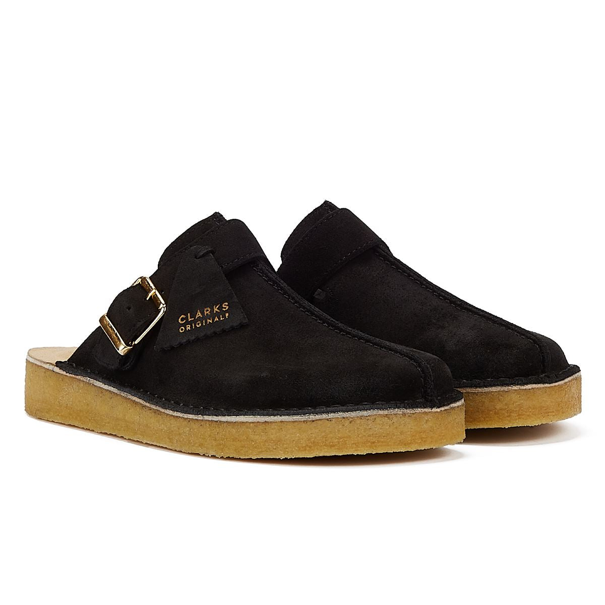 Clarks Trek Mule Wildleder Herren-Sandalen In Schwarz