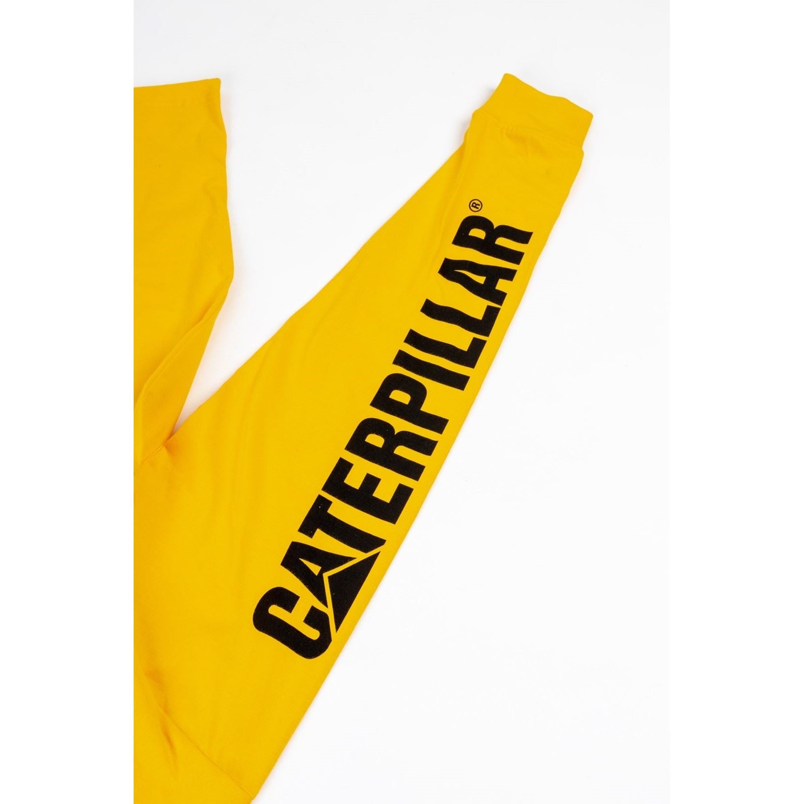 Caterpillar Trademark Banner Long Sleeve Baumwoll Herren Gelbes T-Shirt