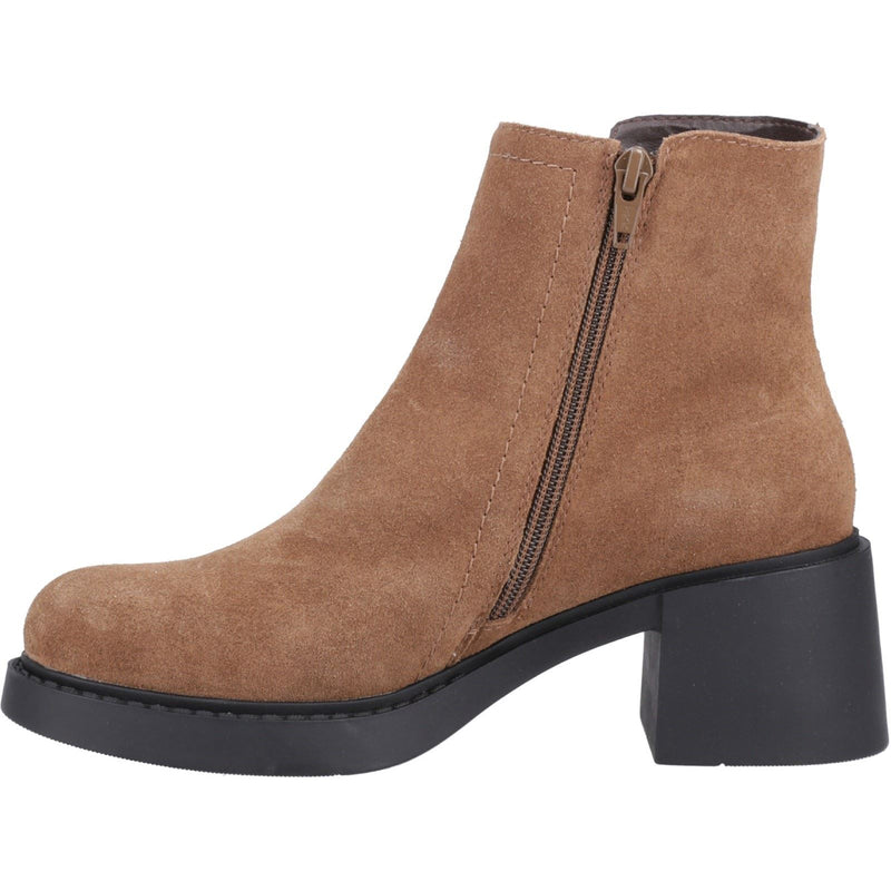 Hush Puppies Adele Damen Wildleder Stiefeletten mit Absatz in Beige