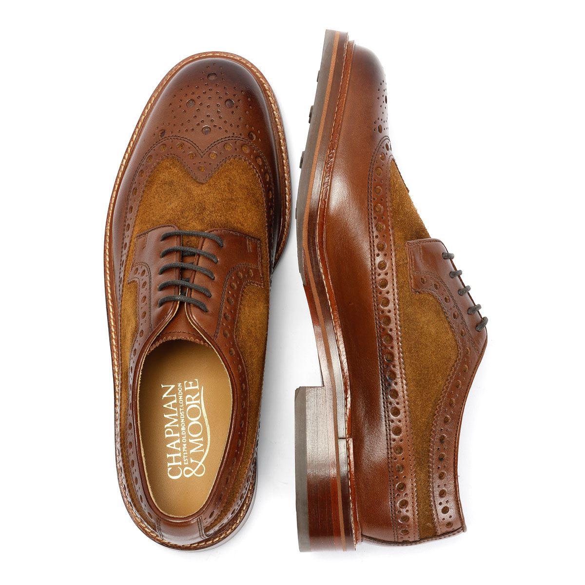 Chapman & Moore Longwing Brogue Herren Leder Braune Schnürschuhe
