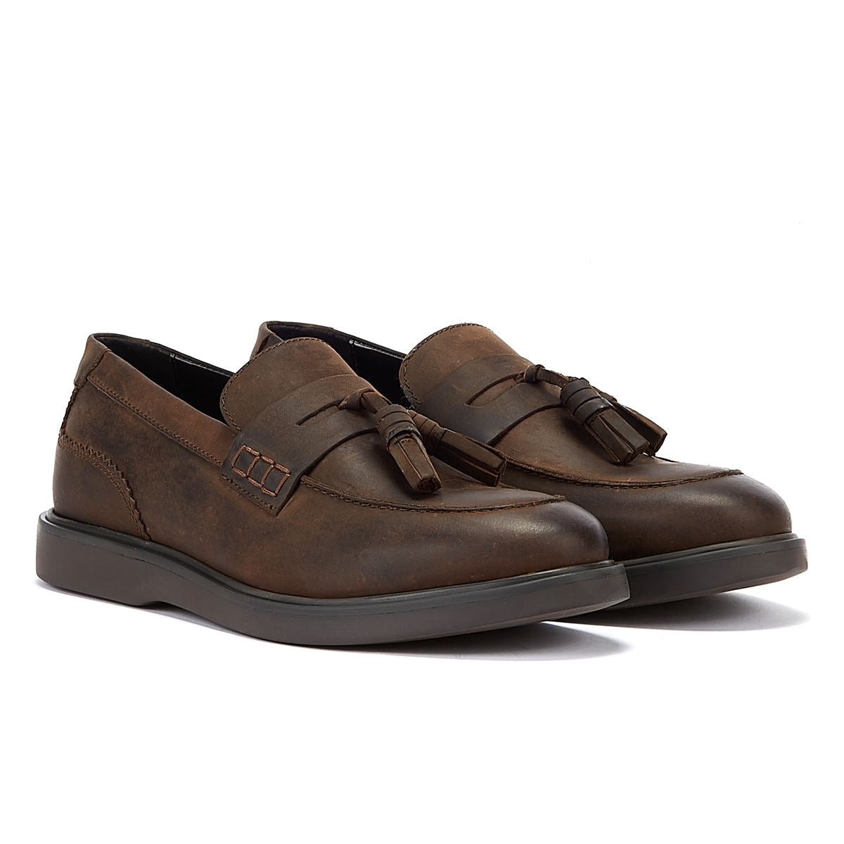 Hudson Cato Loafer Verrücktes Leder Herren Braune Slipper
