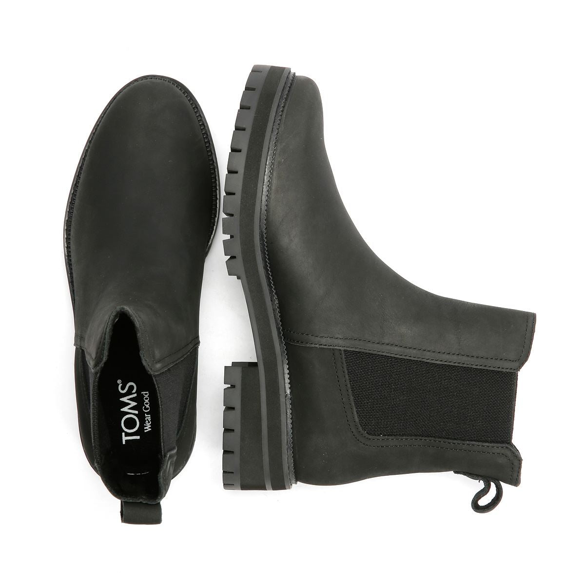 TOMS Bennet Leder Damen Schwarze Stiefel