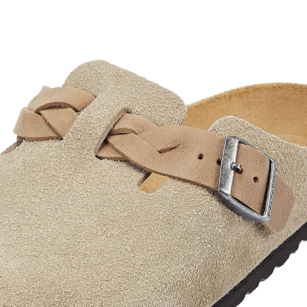 Birkenstock Boston Regulär Clogs Aus Taupefarbenem Wildleder