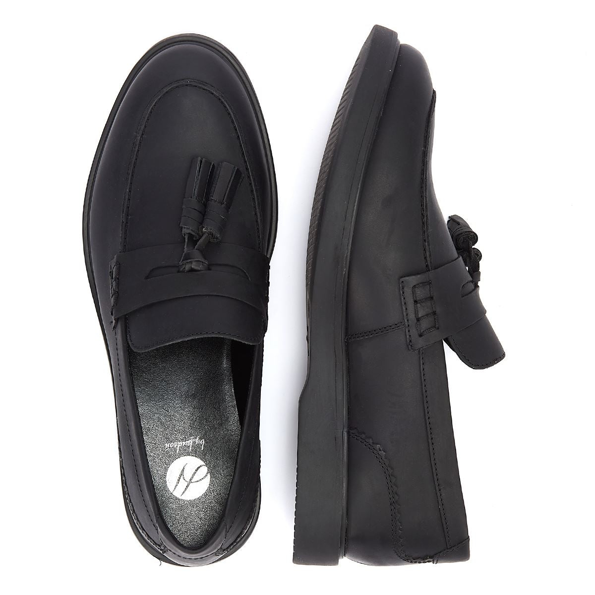 Hudson Cato Loafer Verrücktes Leder Herrenschuhe Schwarze Slipper