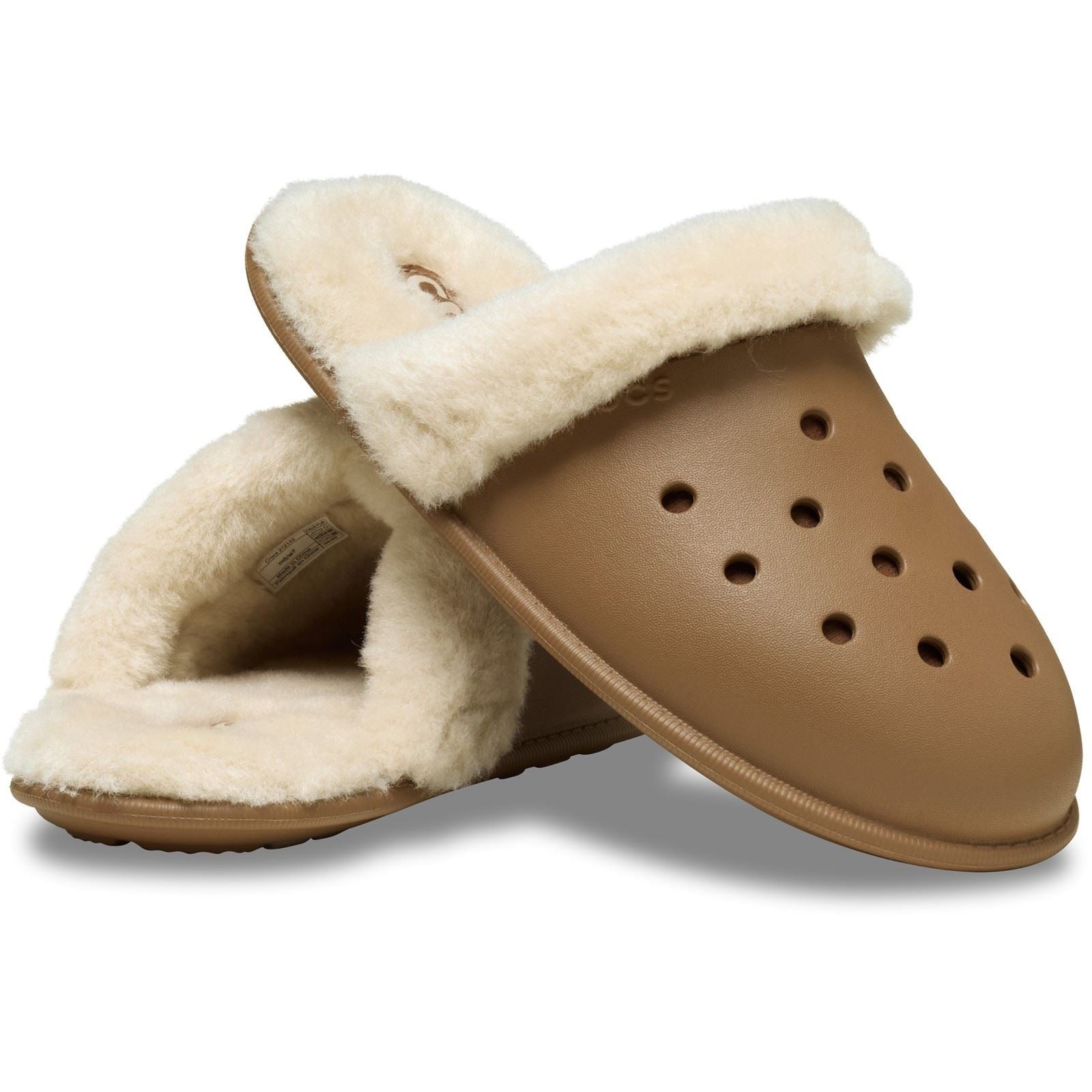 Crocs Classic Fuzz Scuff Thermolastische Schlappen In Sepia