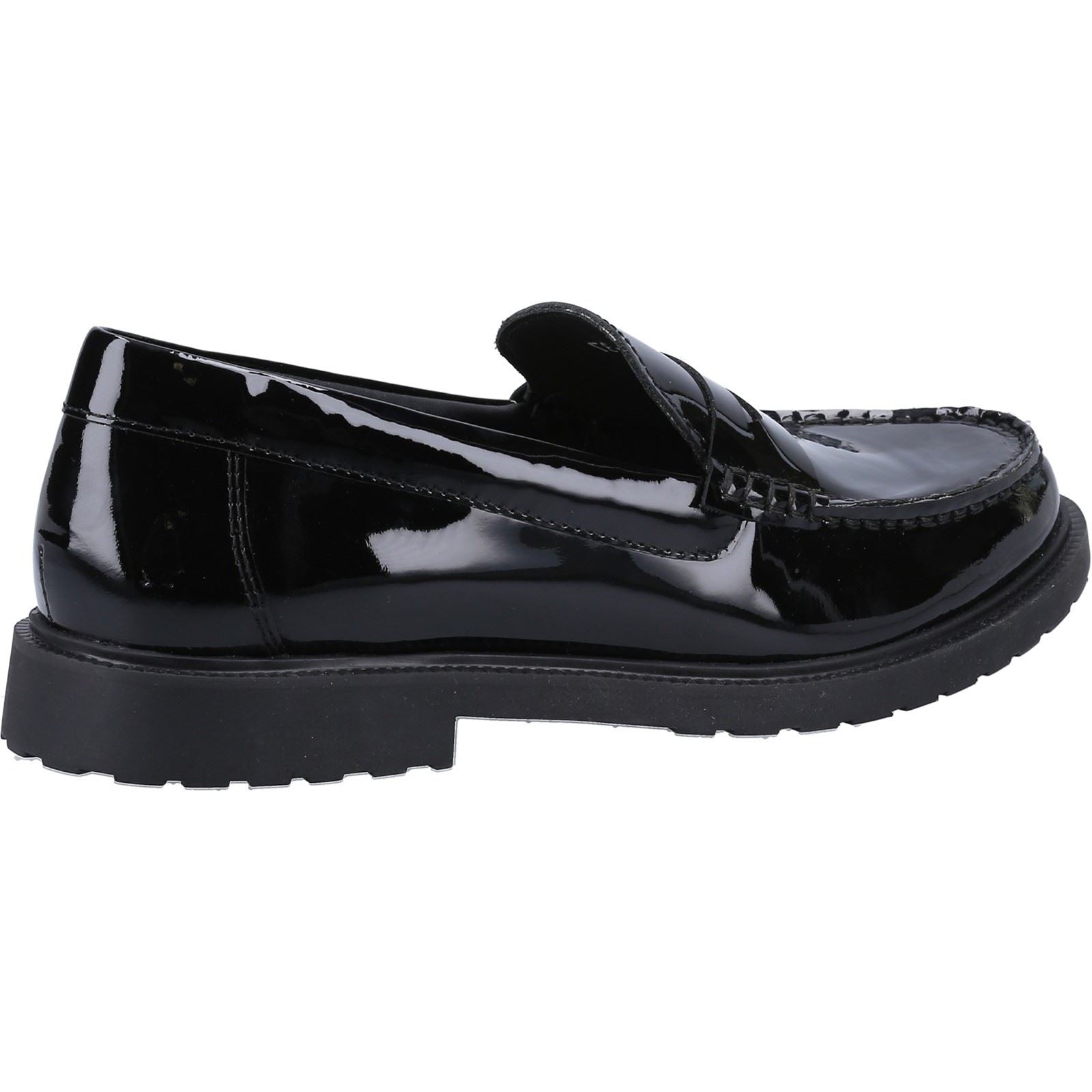 Hush Puppies Verity Slip On Leder-Damen-Patent-Loafer In Schwarz
