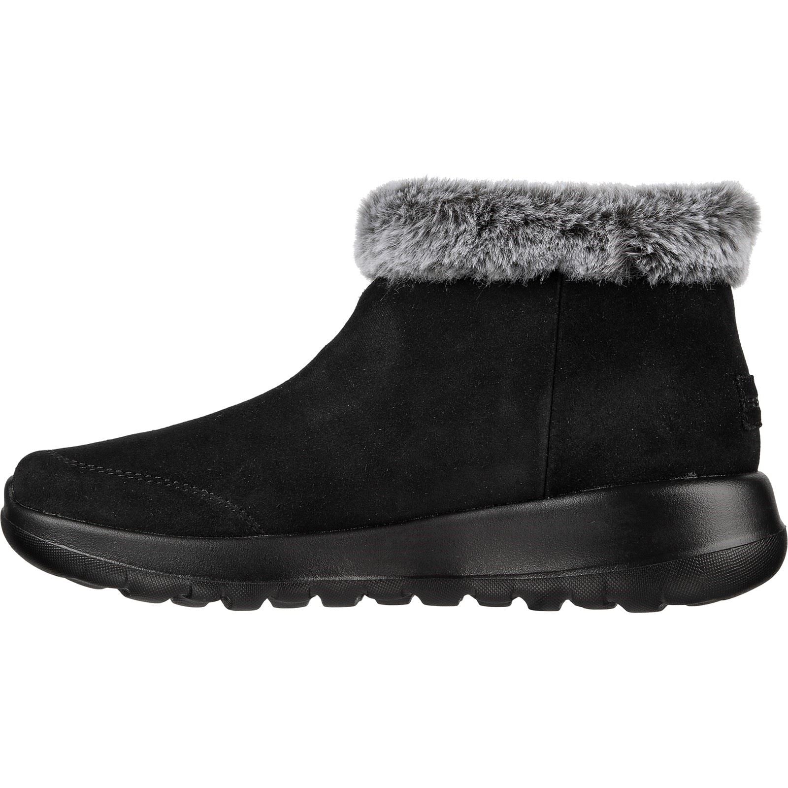 Skechers On-The-Go Joy First Glance Leder Damen Stiefel In Schwarz/Grau