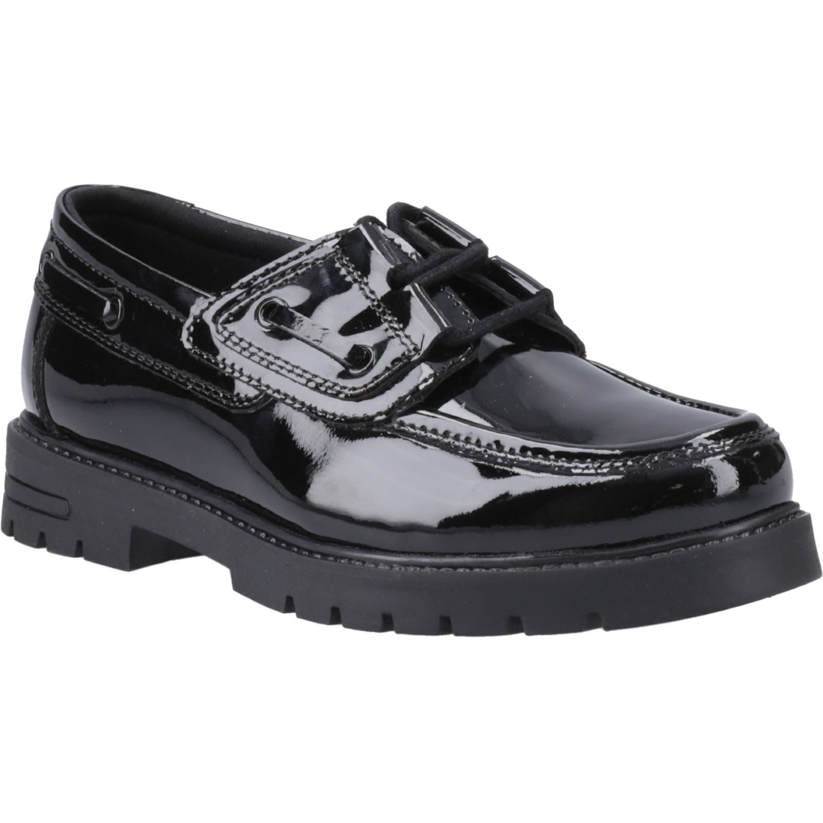 Hush Puppies Lucy Mädchenschwarze Bootsschuhe Aus Leder