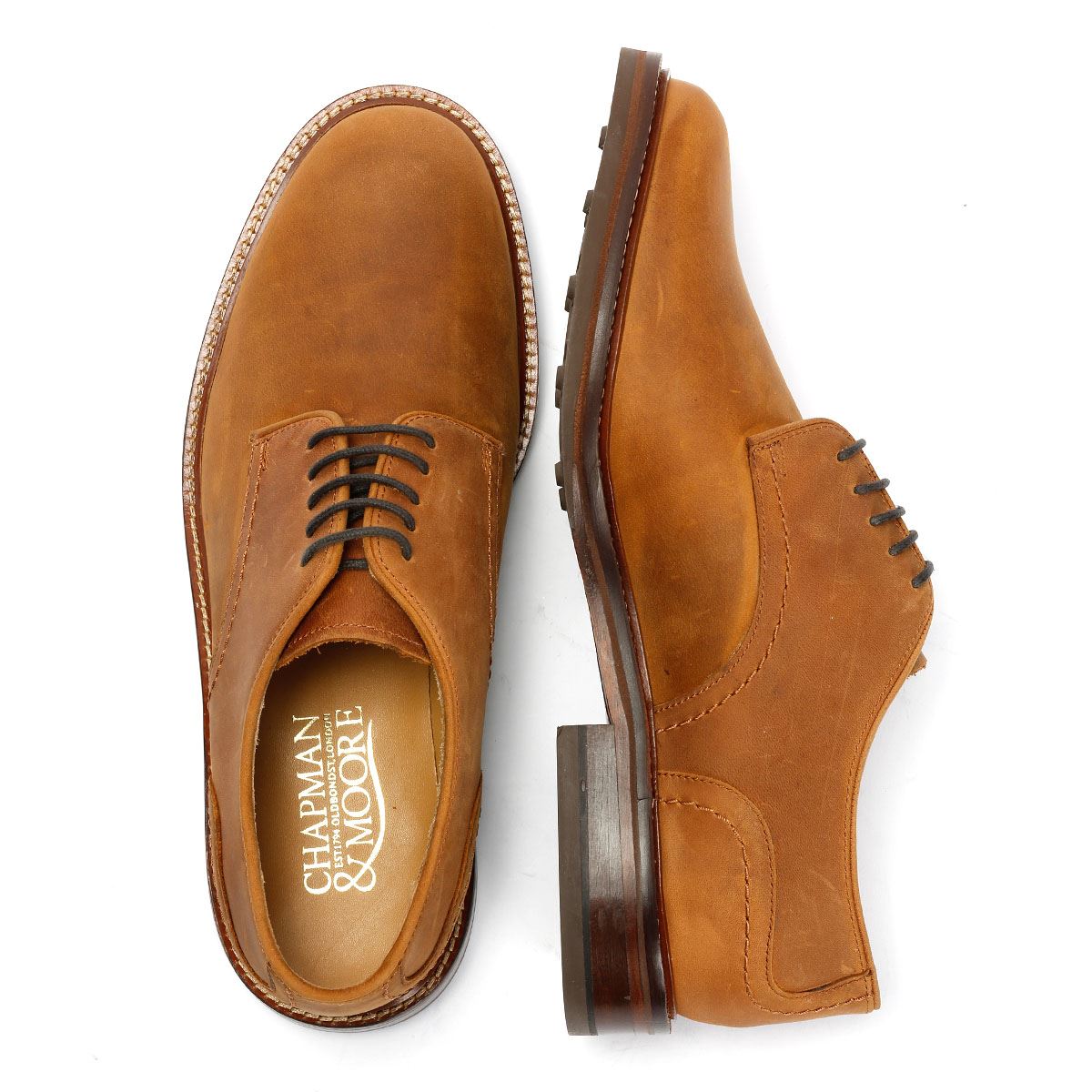 Chapman & Moore Plain Derby Country Herren Leder Braune Schnürschuhe