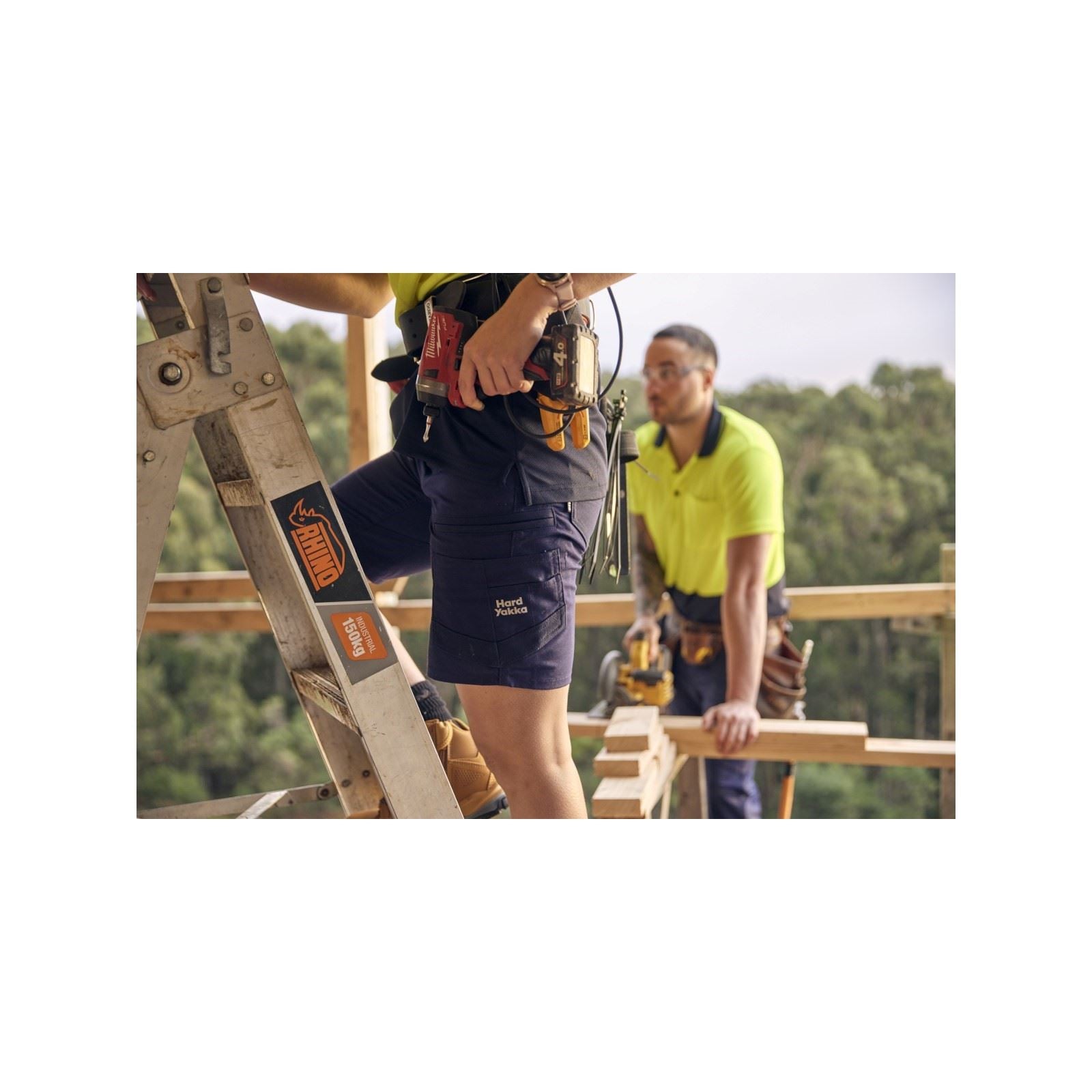 Hard Yakka Raptor Active Baumwoll Männer Kurze Blaue Shorts Bis Zum Knie